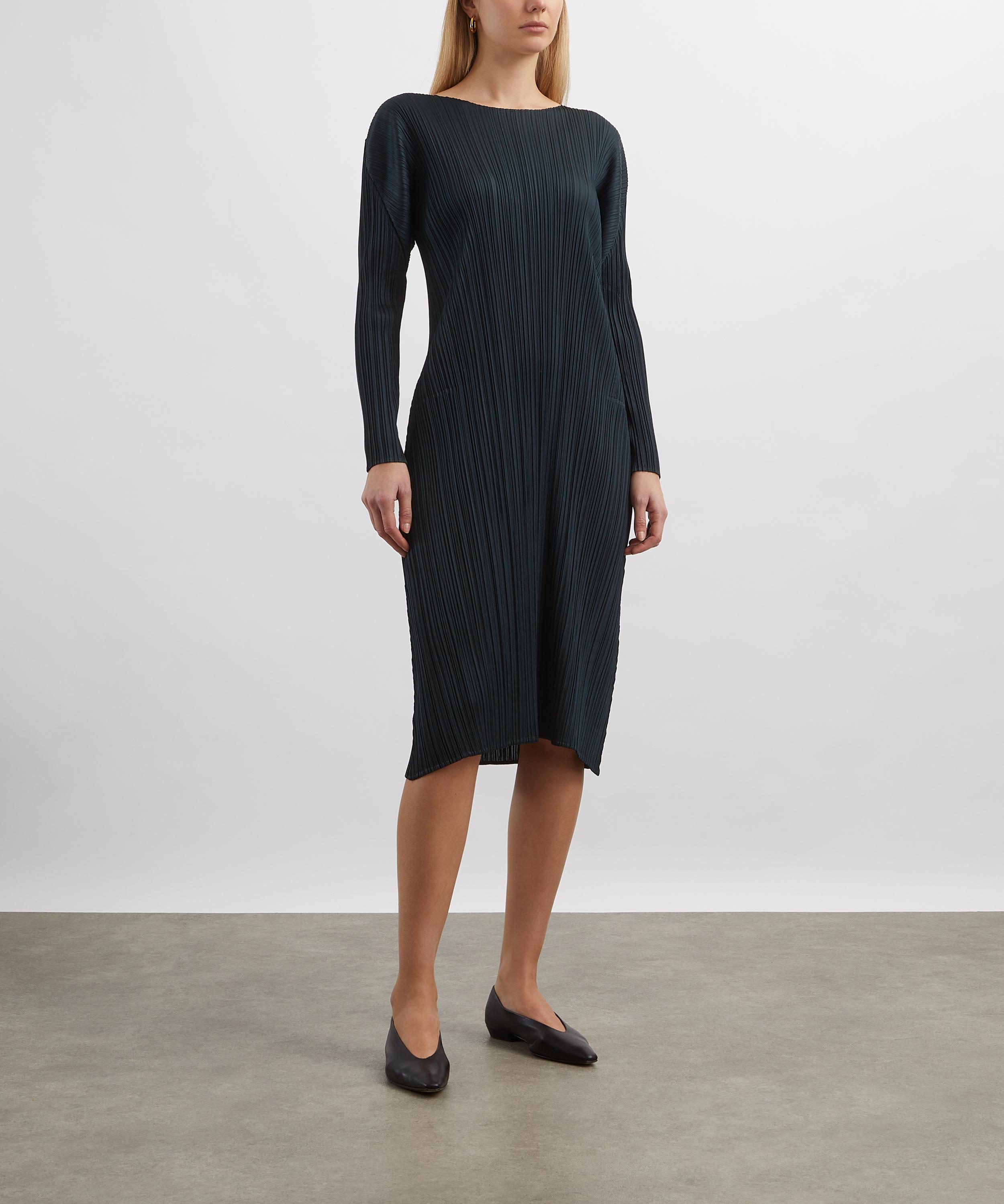 Pleats Please Issey Miyake - MONTHLY COLOURS: NOVEMBER Charcoal Pleated Midi Dress image number 2