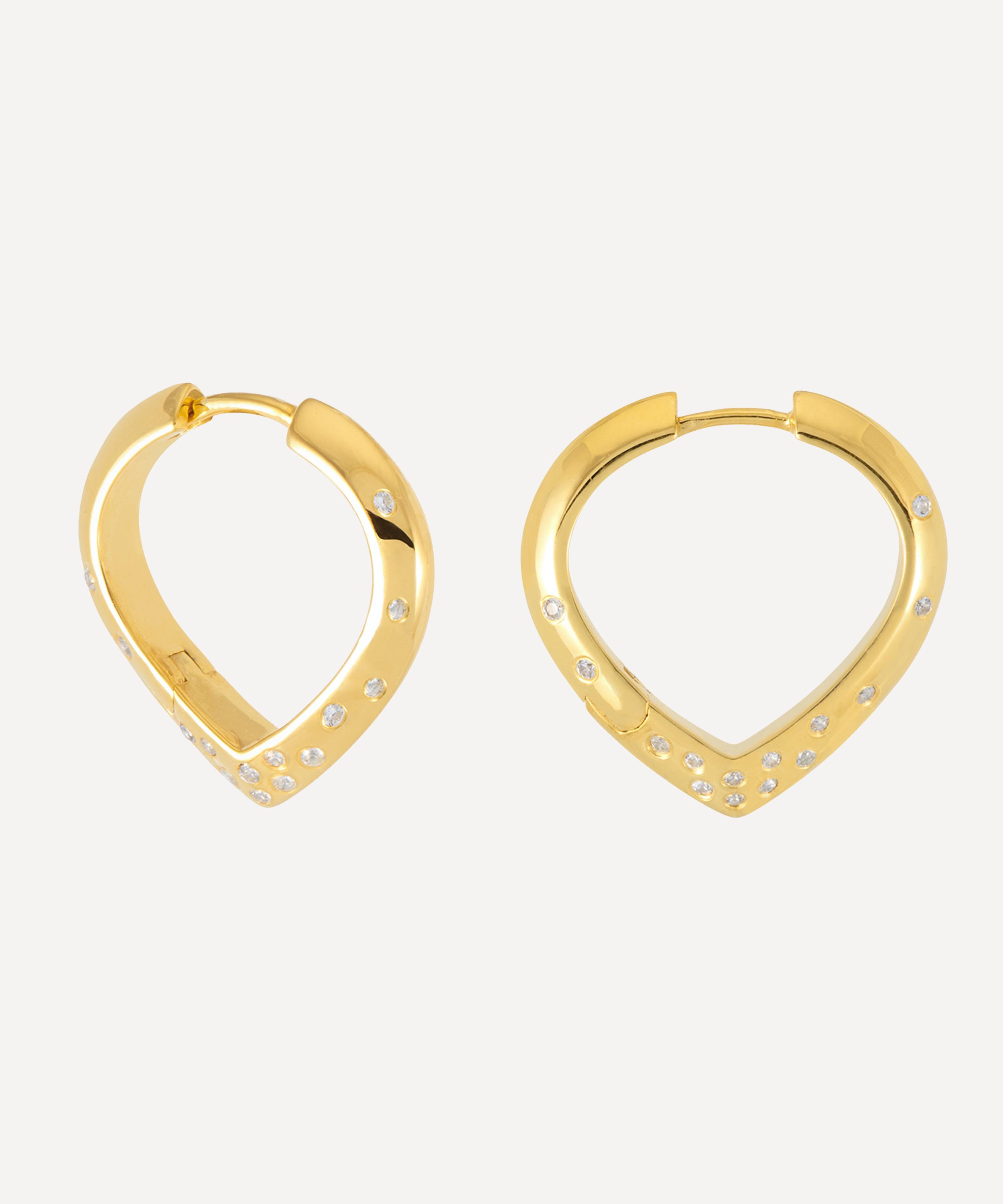 Rachel Jackson - 18ct Gold-Plated Imagine White Sapphire Medium Hoop Earrings