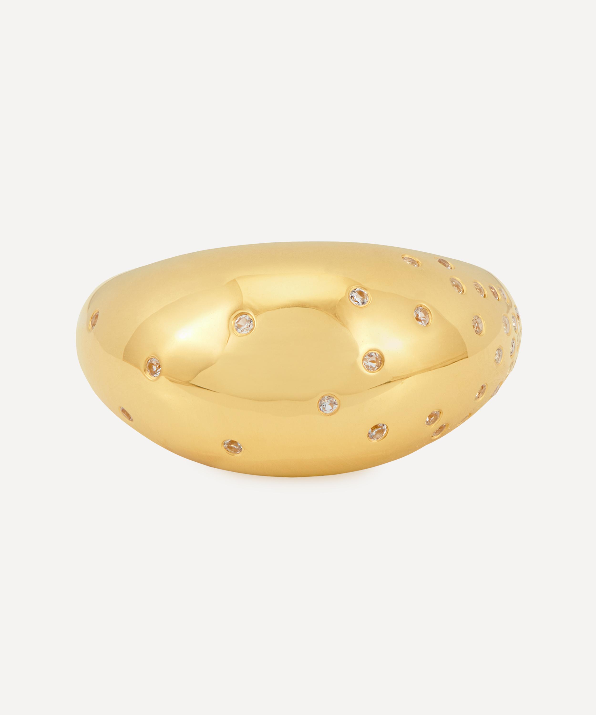 Rachel Jackson - 18ct Gold-Plated Imagine White Sapphire Dome Ring