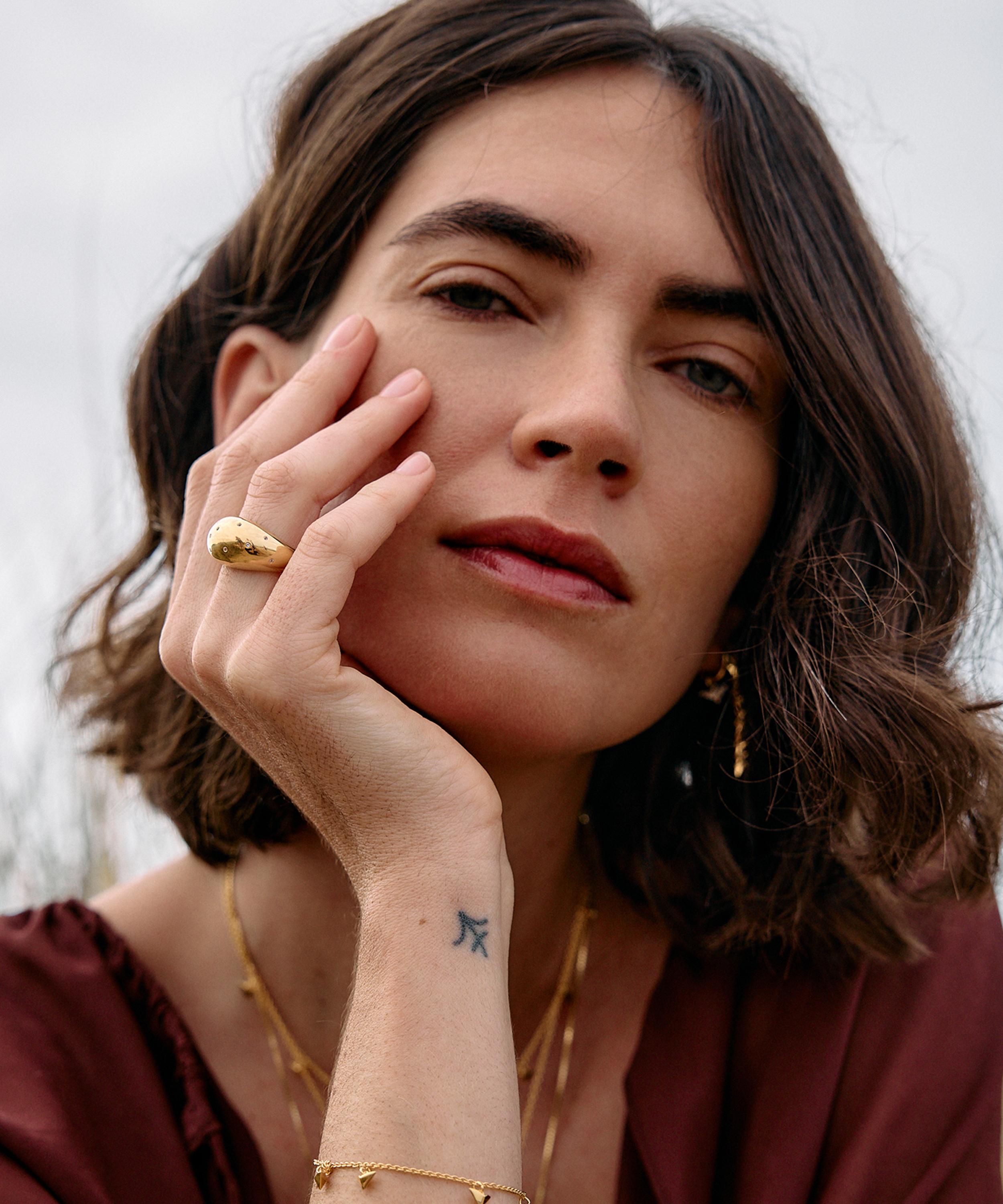 Rachel Jackson - 18ct Gold-Plated Imagine White Sapphire Dome Ring image number 1