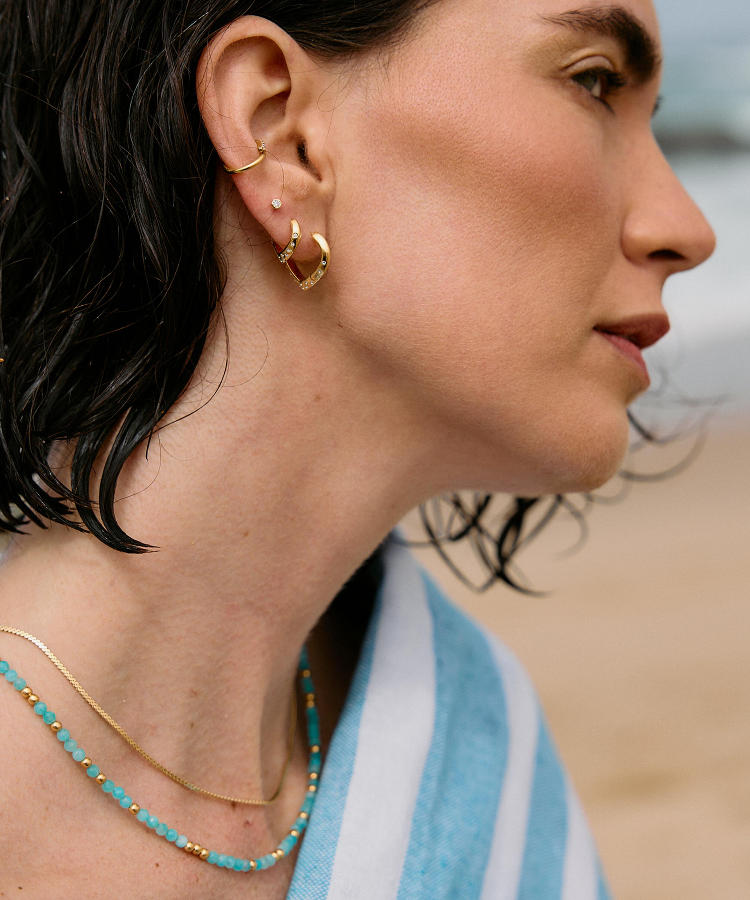 Rachel Jackson - 18ct Gold-Plated Mini Imagine White Sapphire Hoop Earrings image number 1