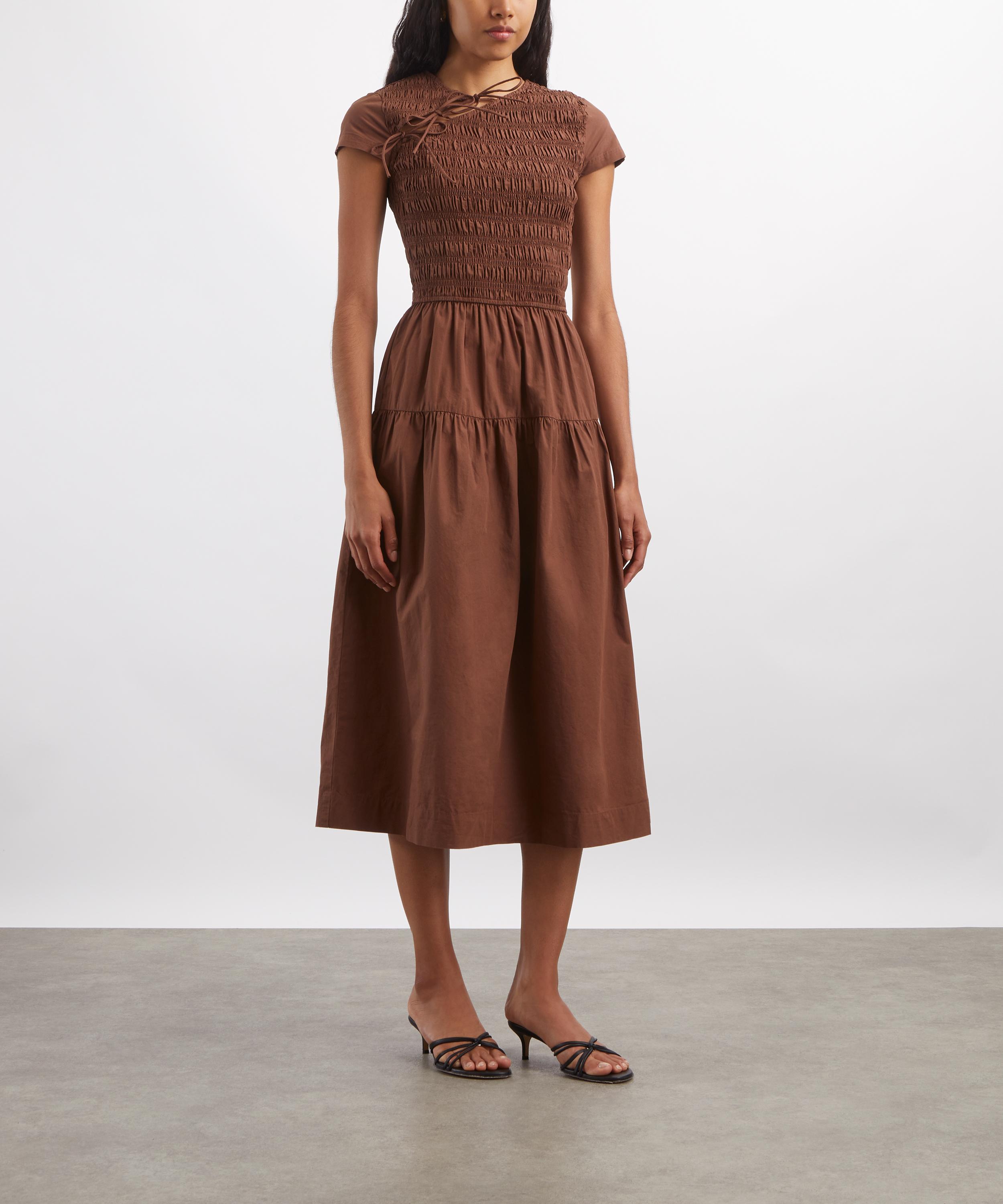 Damson Madder - Ebba Choc Cotton Midi Dress image number 2