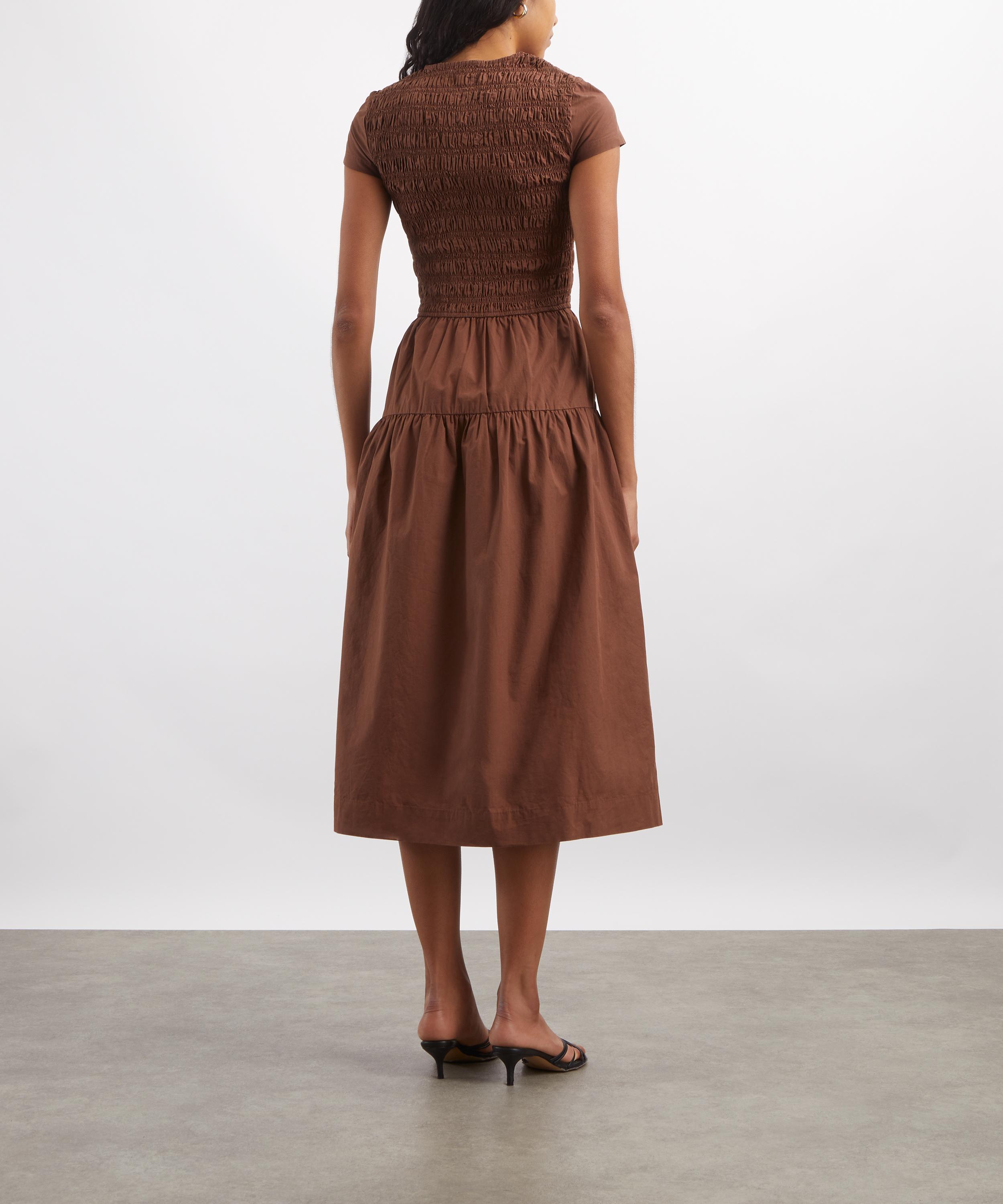 Damson Madder - Ebba Choc Cotton Midi Dress image number 3