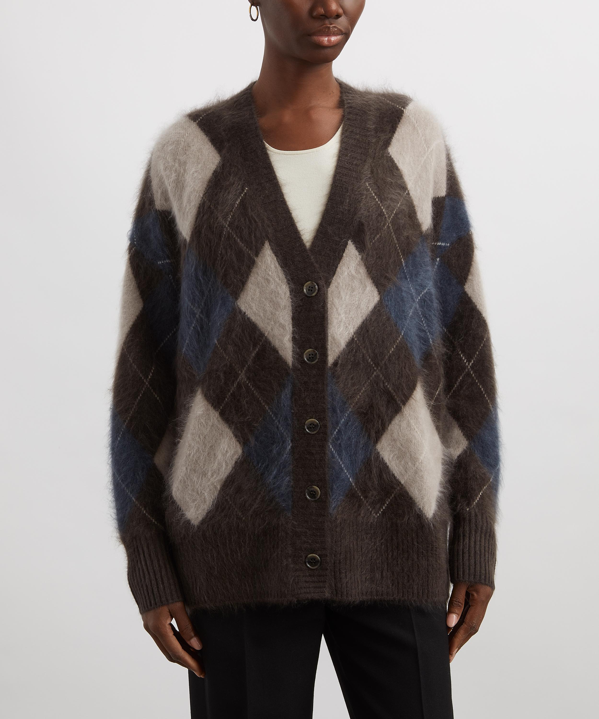 LISA YANG - Elaria Argyle Brushed Cashmere Cardigan image number 2