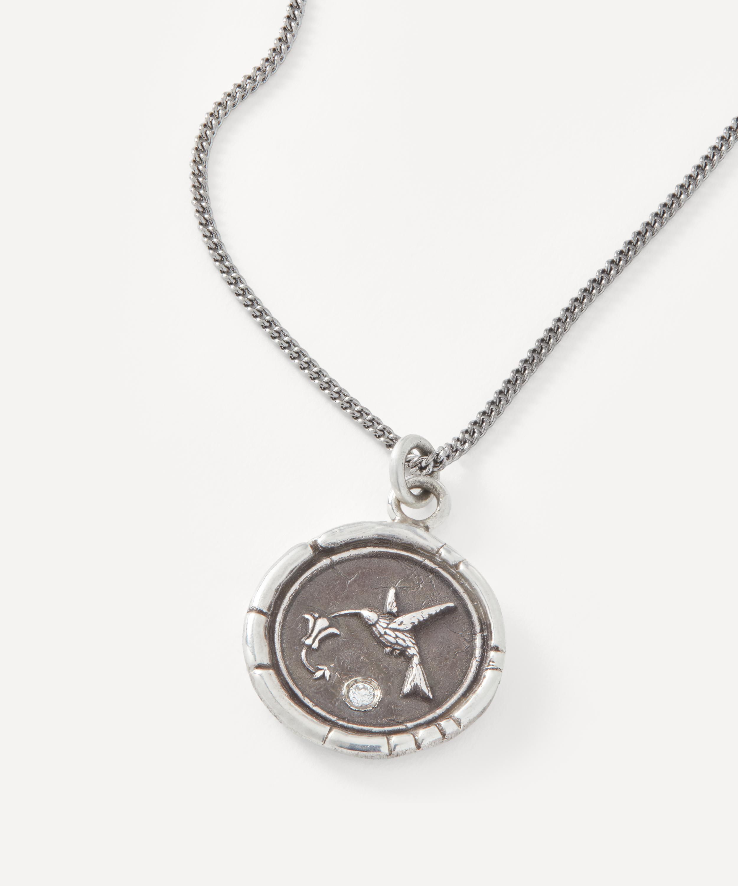 Pyrrha - Sterling Silver Hummingbird Talisman Pendant Necklace