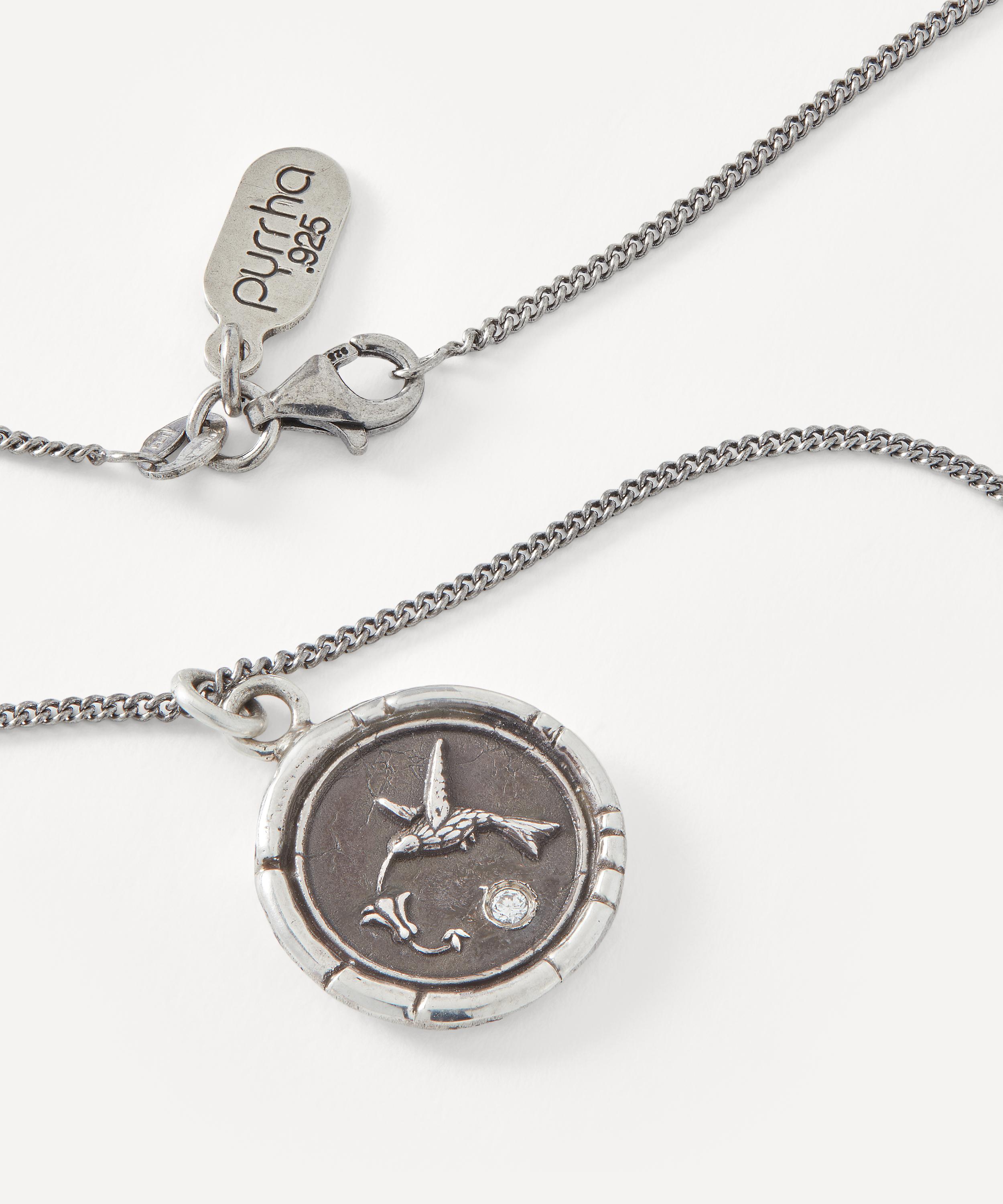 Pyrrha - Sterling Silver Hummingbird Talisman Pendant Necklace image number 2