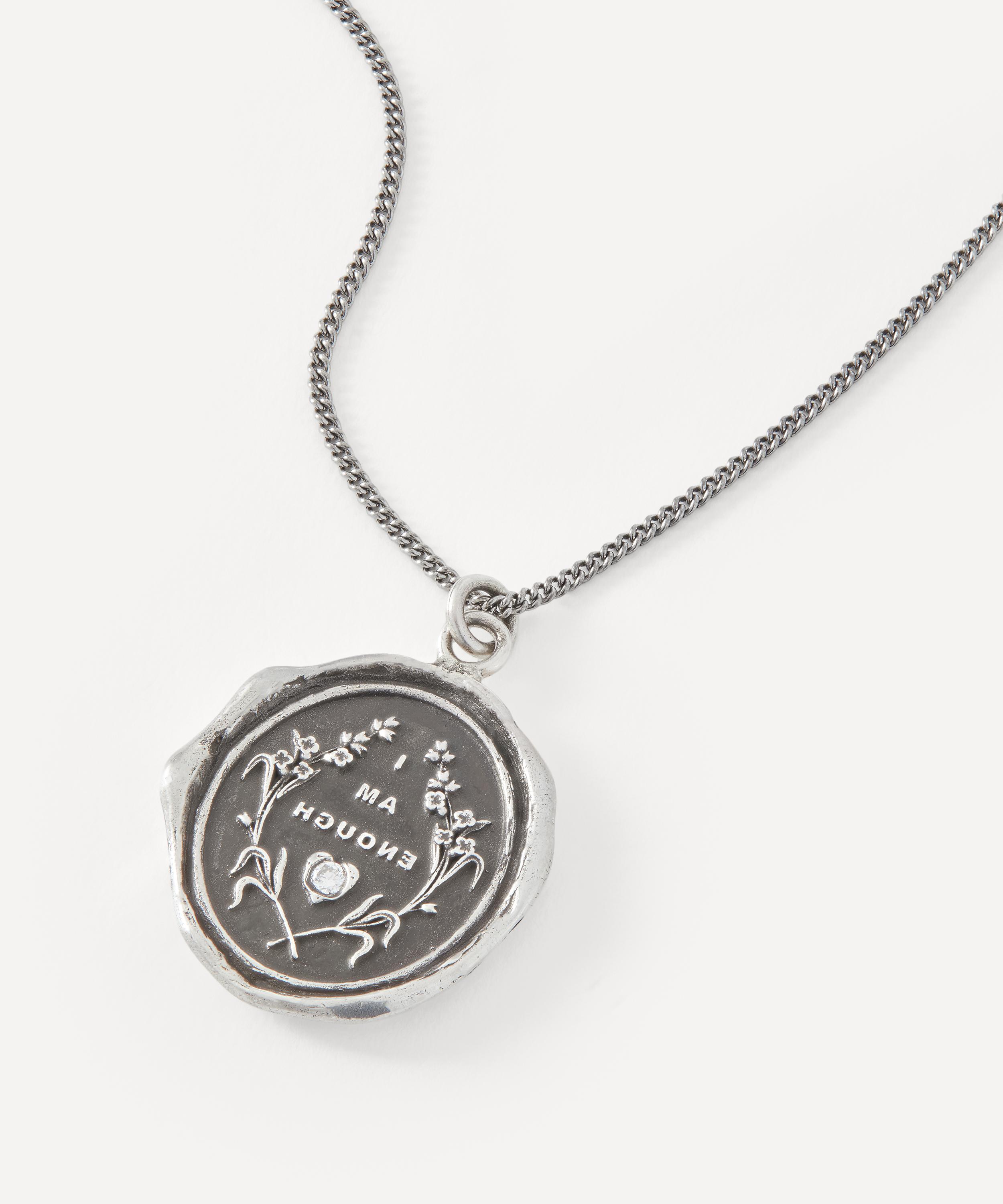 Pyrrha - Sterling Silver I Am Enough Diamond Talisman Pendant Necklace