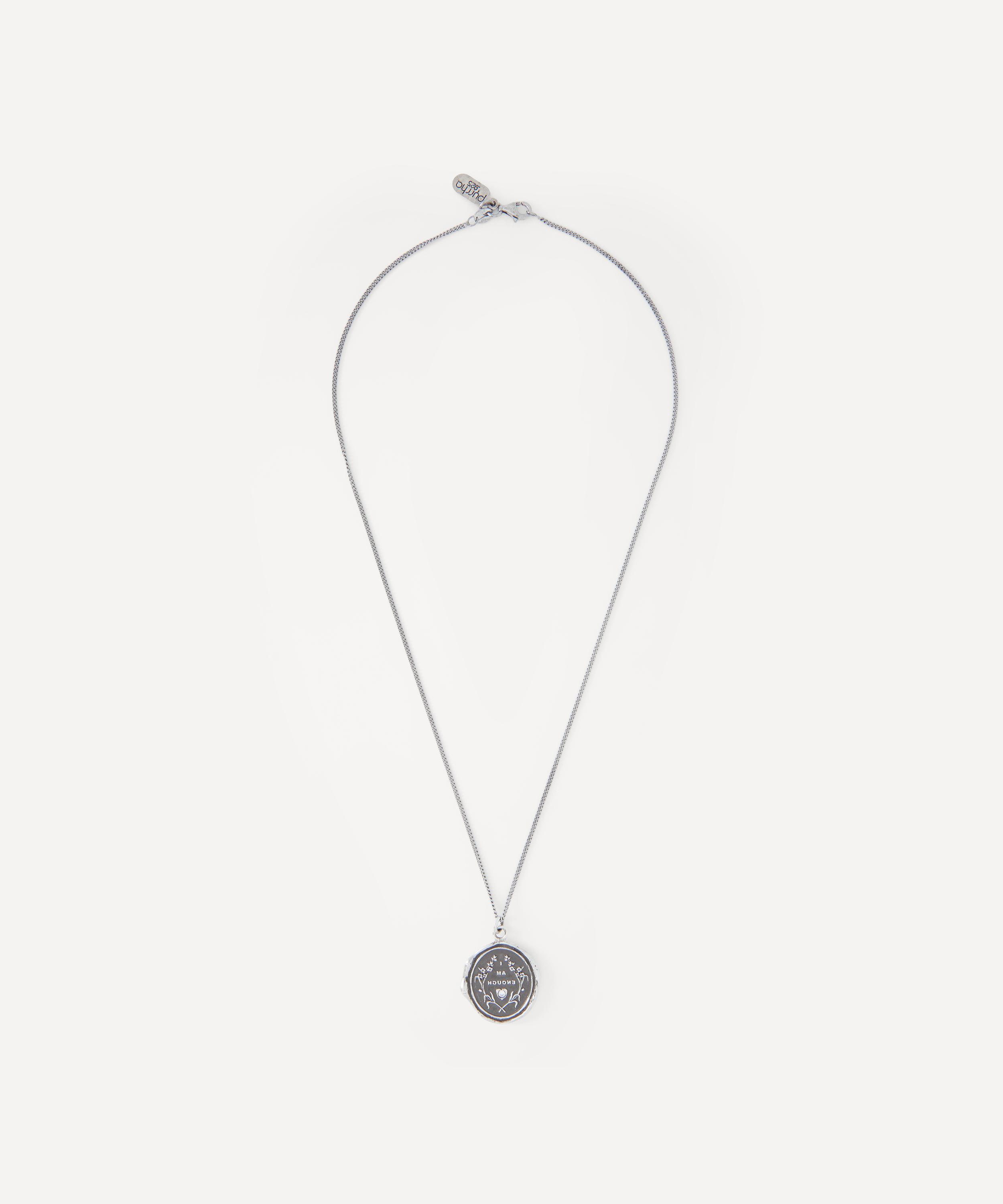 Pyrrha - Sterling Silver I Am Enough Diamond Talisman Pendant Necklace image number 1