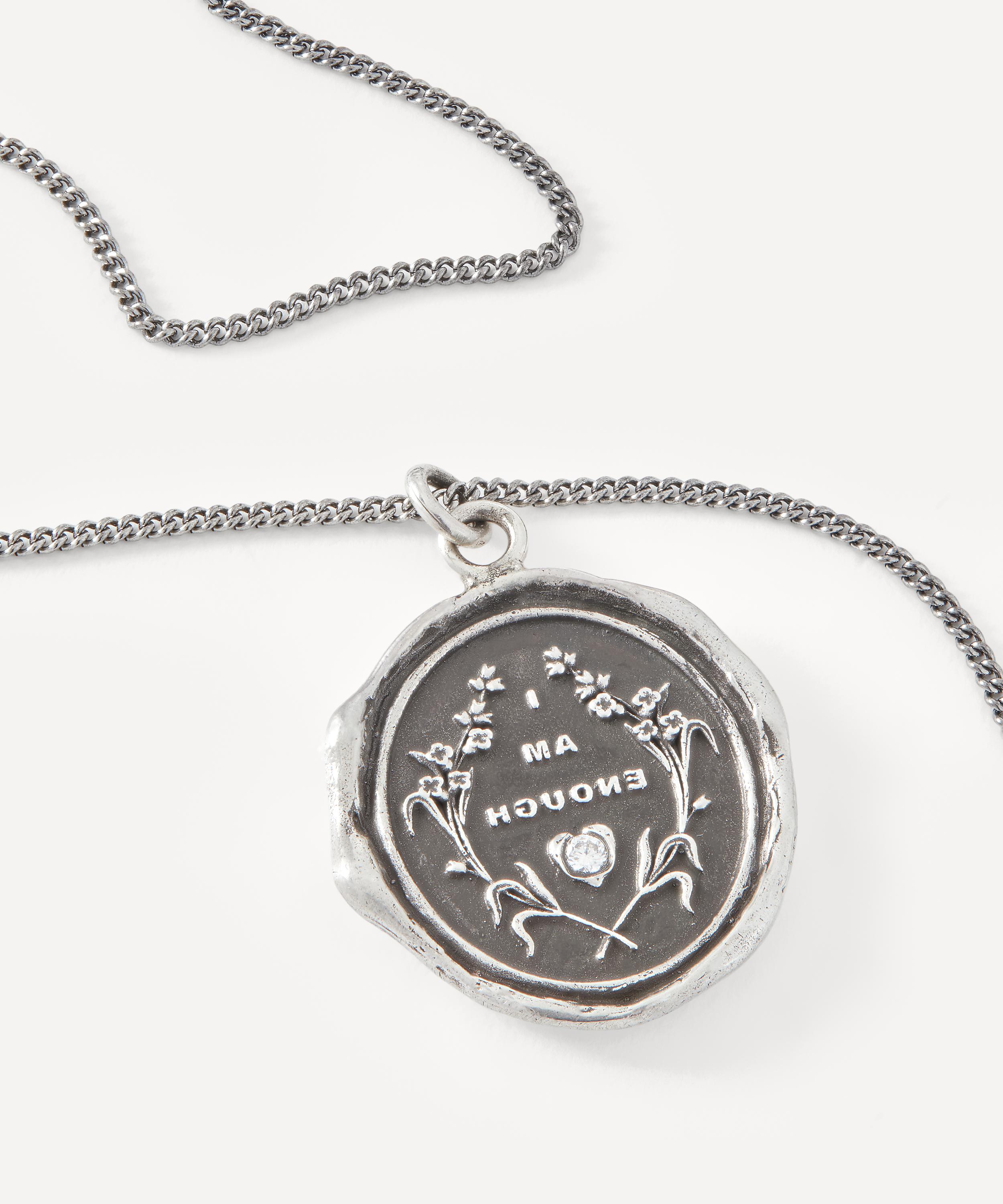 Pyrrha - Sterling Silver I Am Enough Diamond Talisman Pendant Necklace image number 2