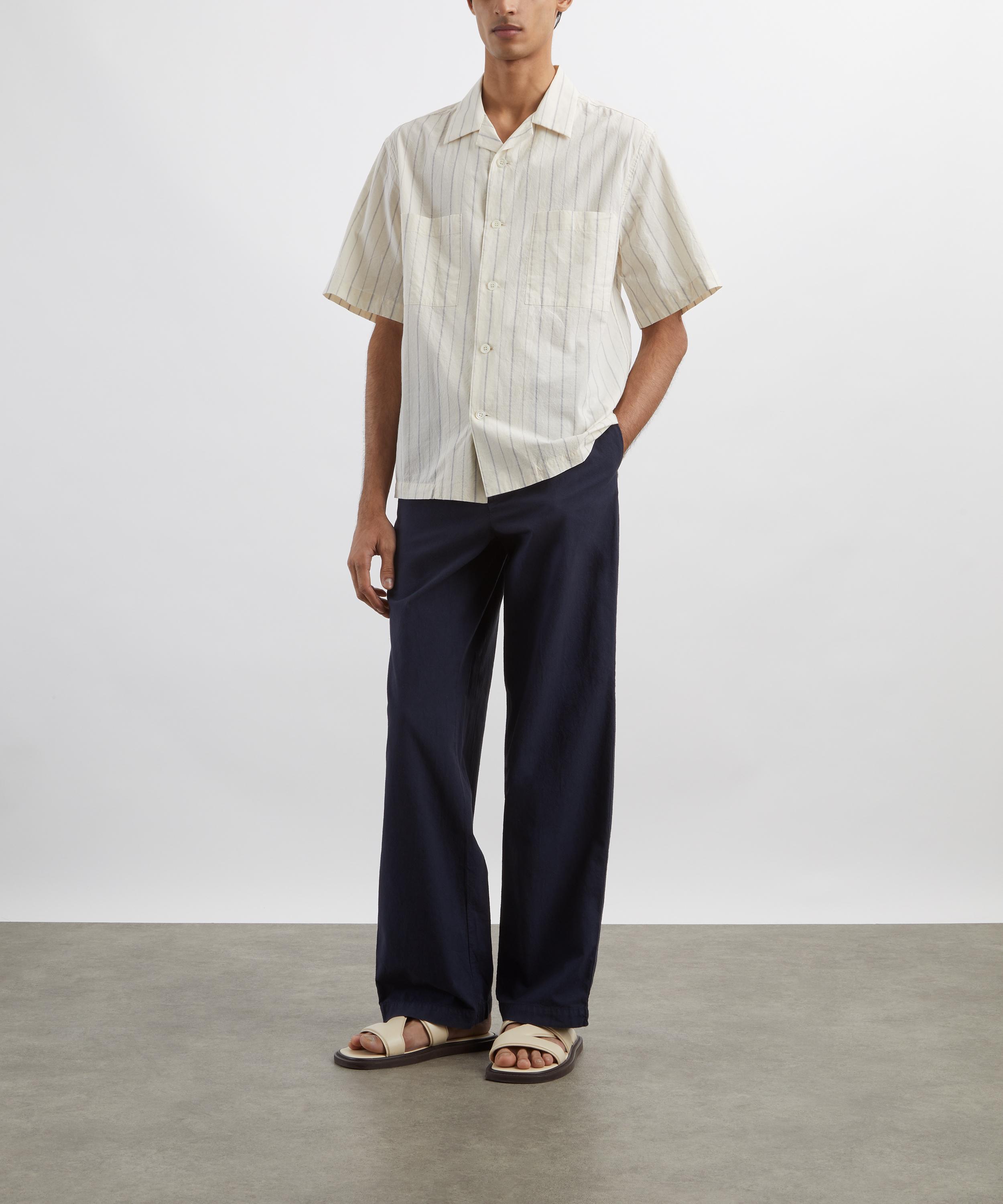 Barena - Navy Cavea Crinkled Poplin Trousers image number 1