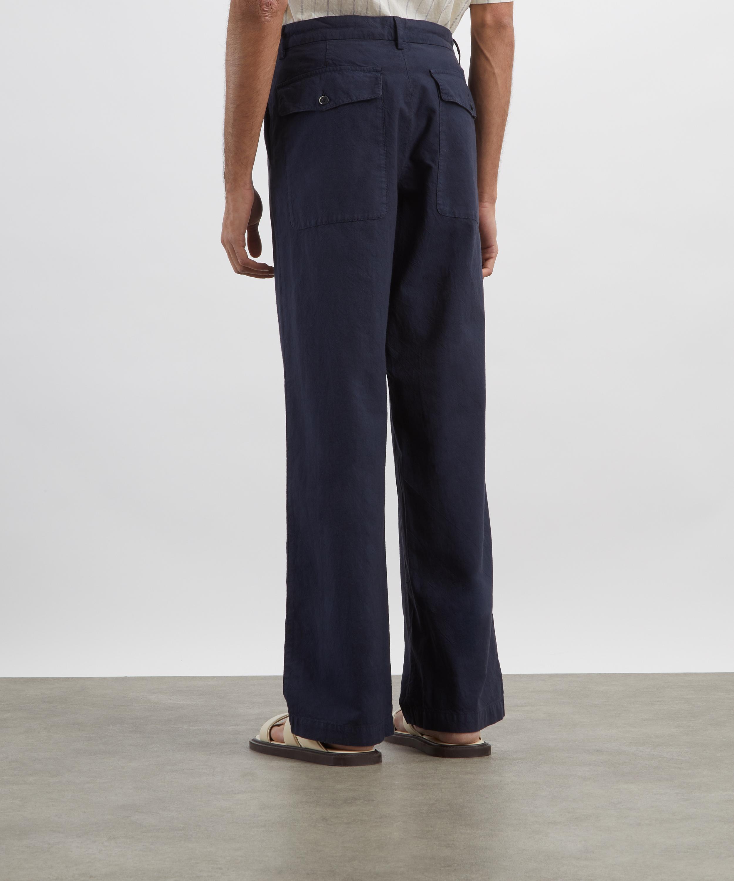 Barena - Navy Cavea Crinkled Poplin Trousers image number 3