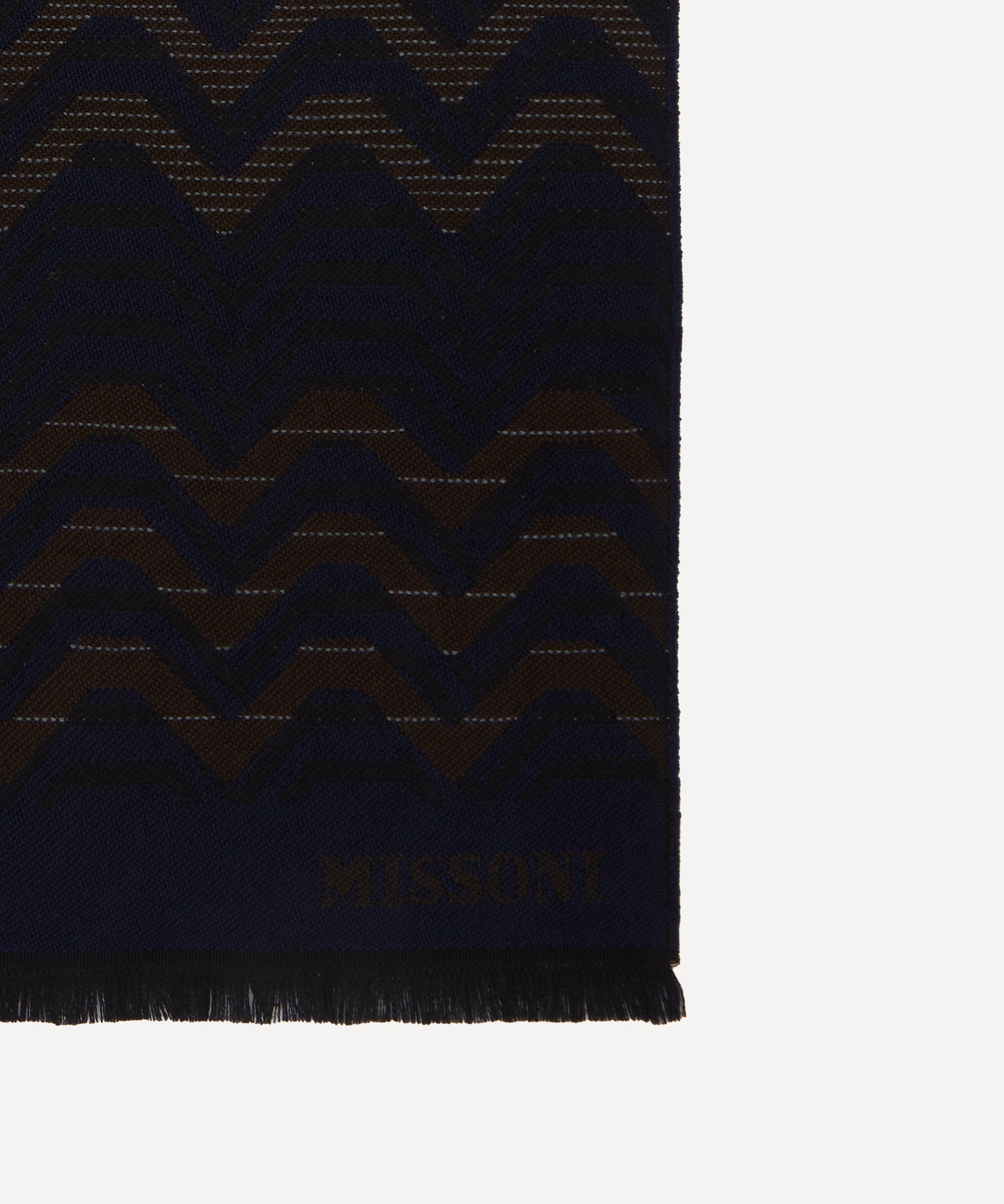 Missoni - Blue Zig-Zag Fringed Wool Scarf image number 2