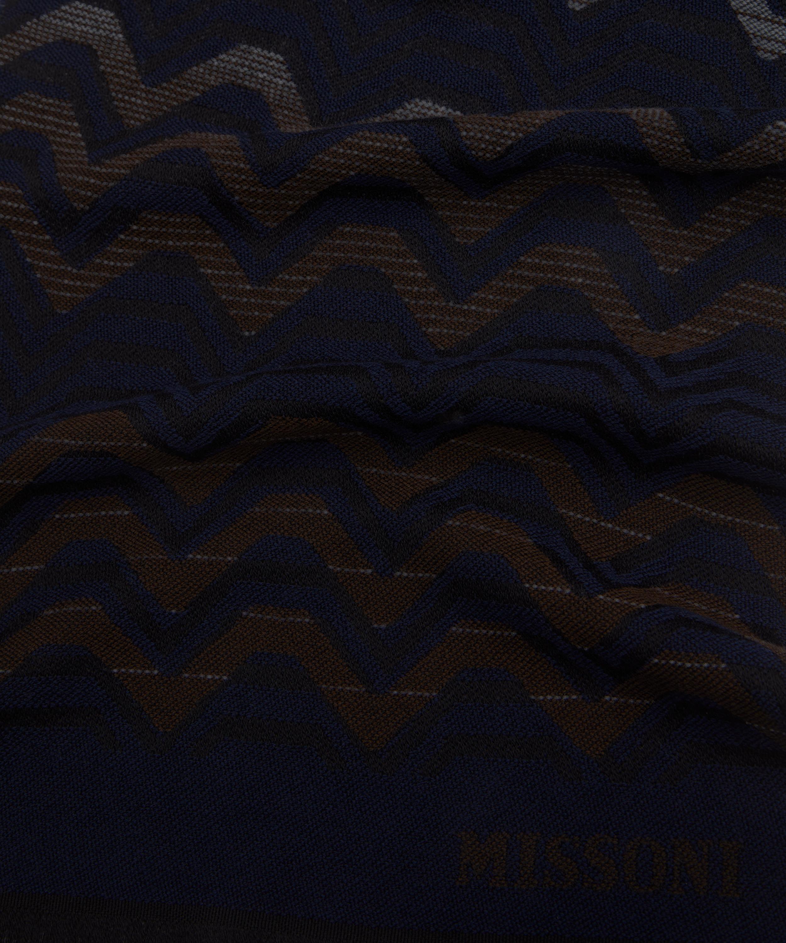 Missoni - Blue Zig-Zag Fringed Wool Scarf image number 3