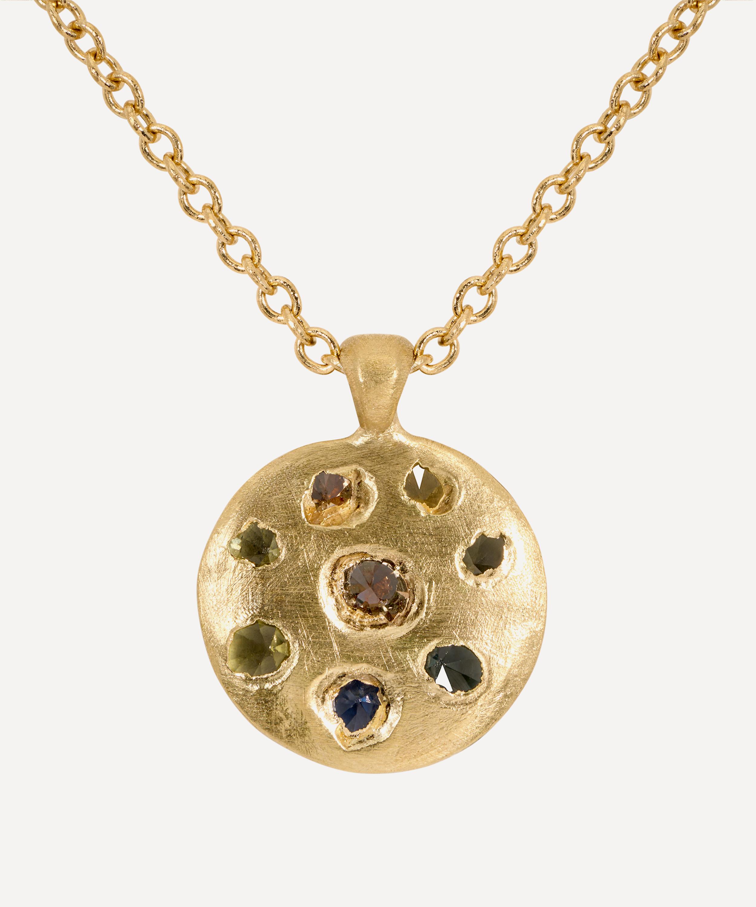 Polly Wales - 18ct Gold Medium Cypress Celeste Disc Pendant Necklace image number 1