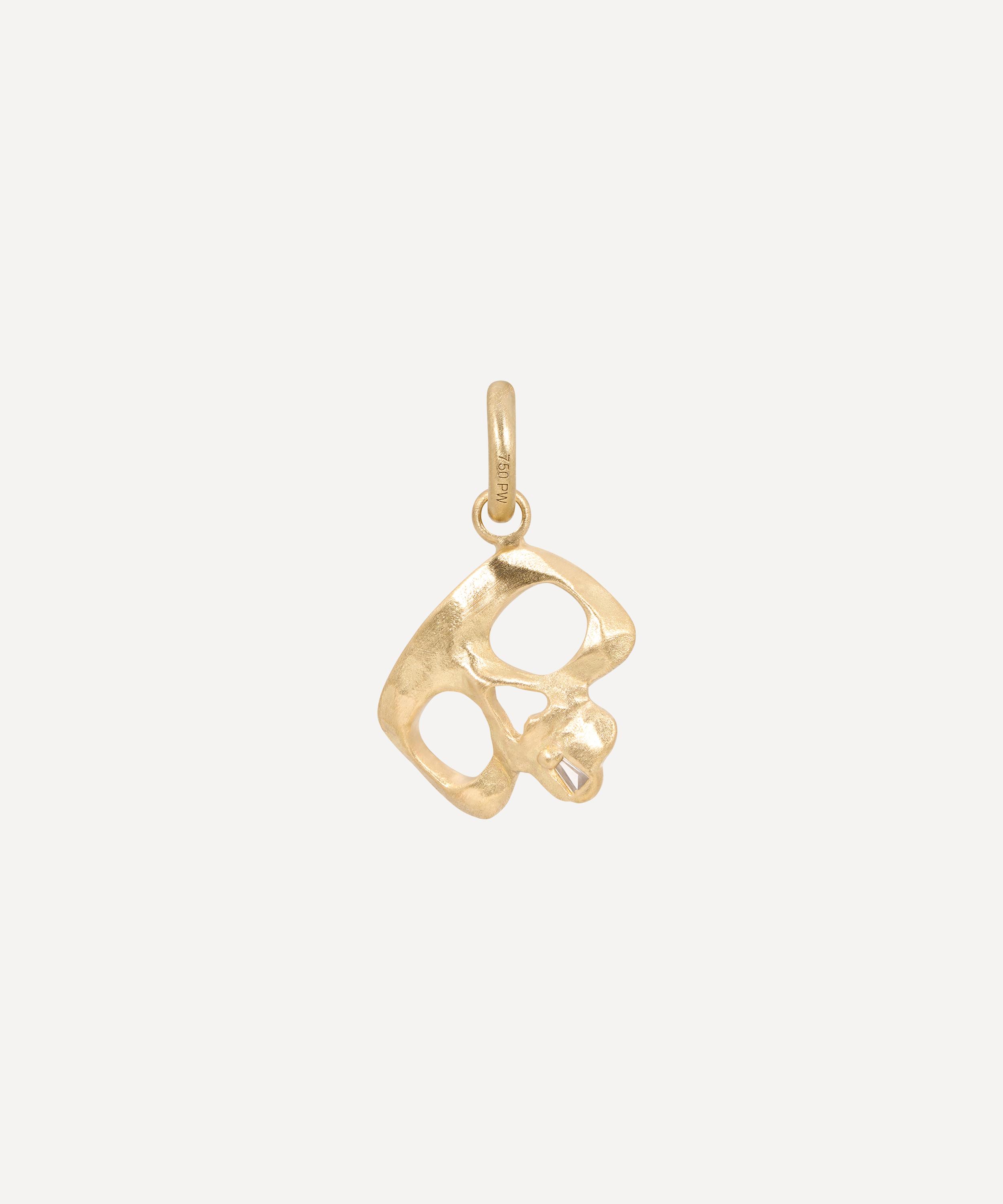 Polly Wales - 18ct Gold Diamond Snaggletooth Skull Charm