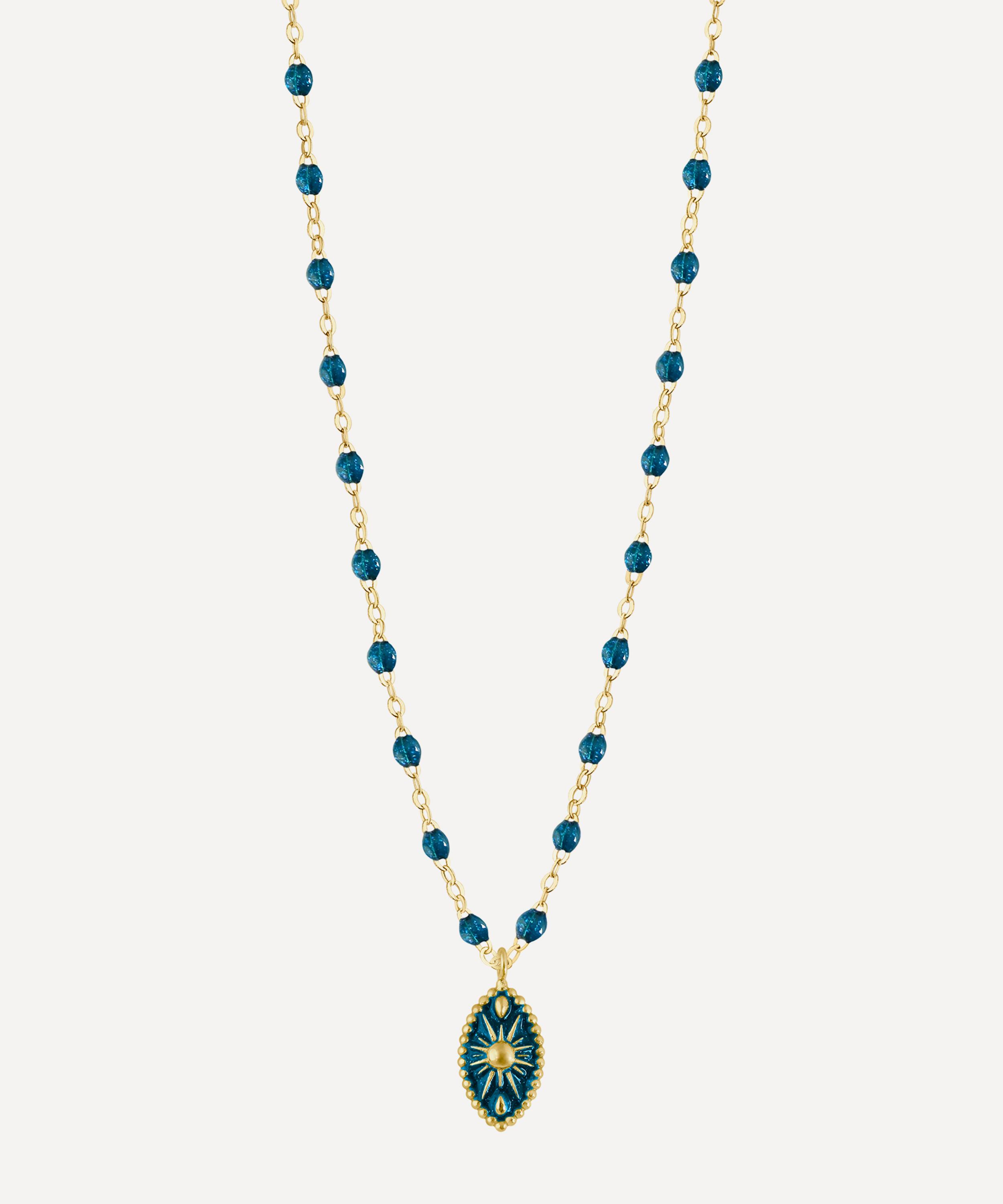 Gigi Clozeau - 18ct Gold Karma Jungle Resin Bead Pendant Necklace