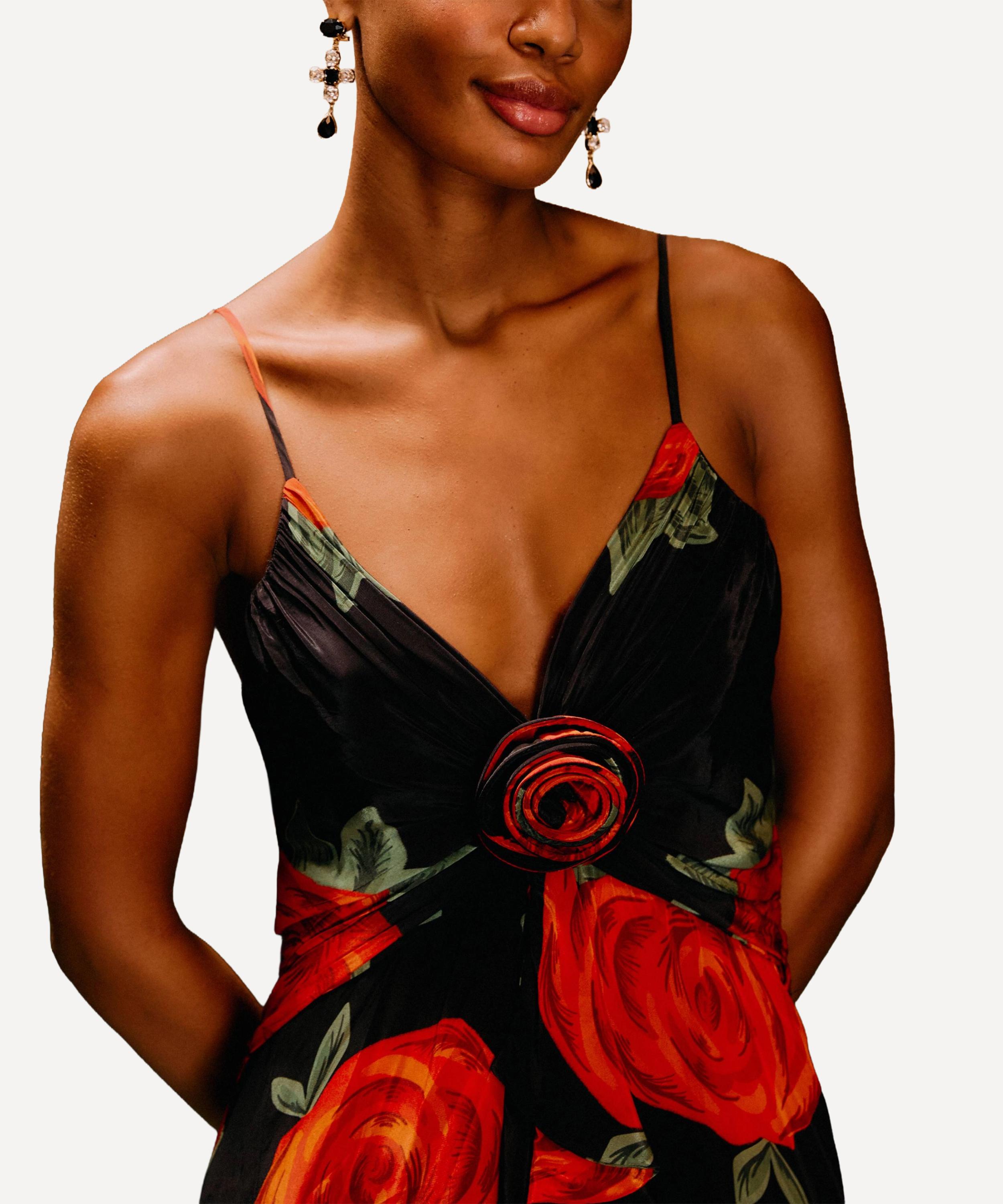 FARM Rio - Black Latin Roses 3D Flower Maxi Dress image number 2