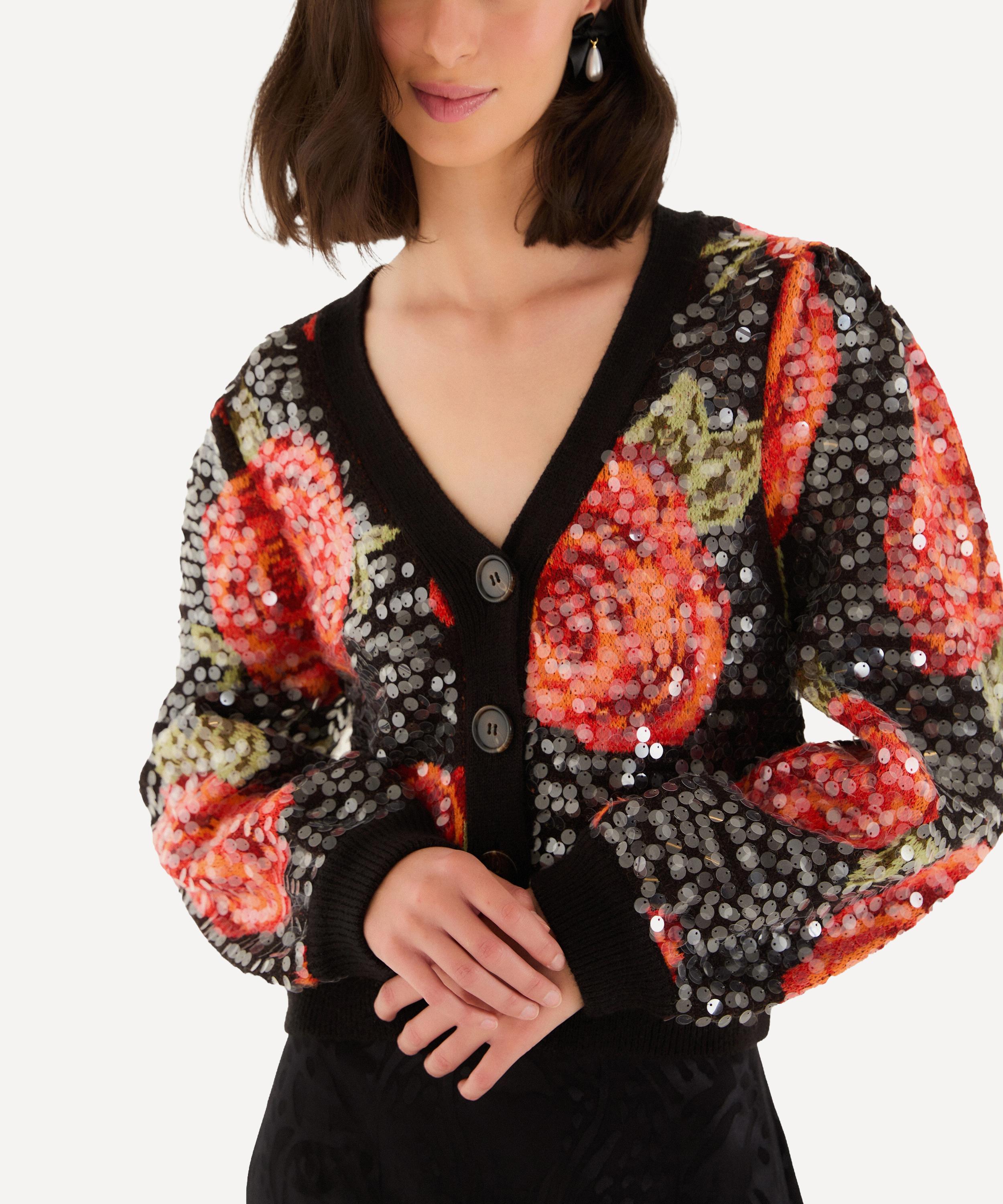 FARM Rio - Latin Roses Sequin Knit Cardigan image number 1