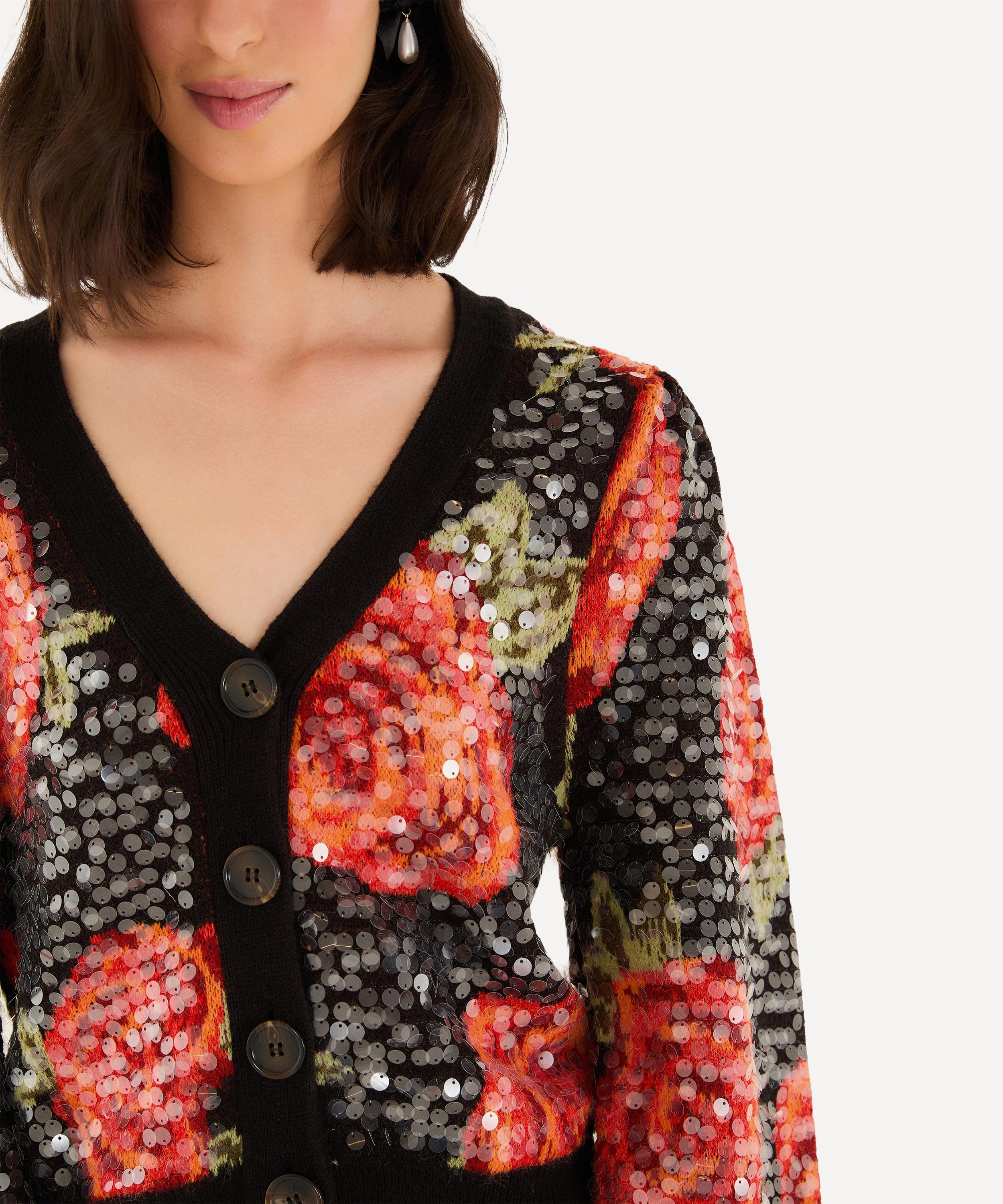FARM Rio - Latin Roses Sequin Knit Cardigan image number 3