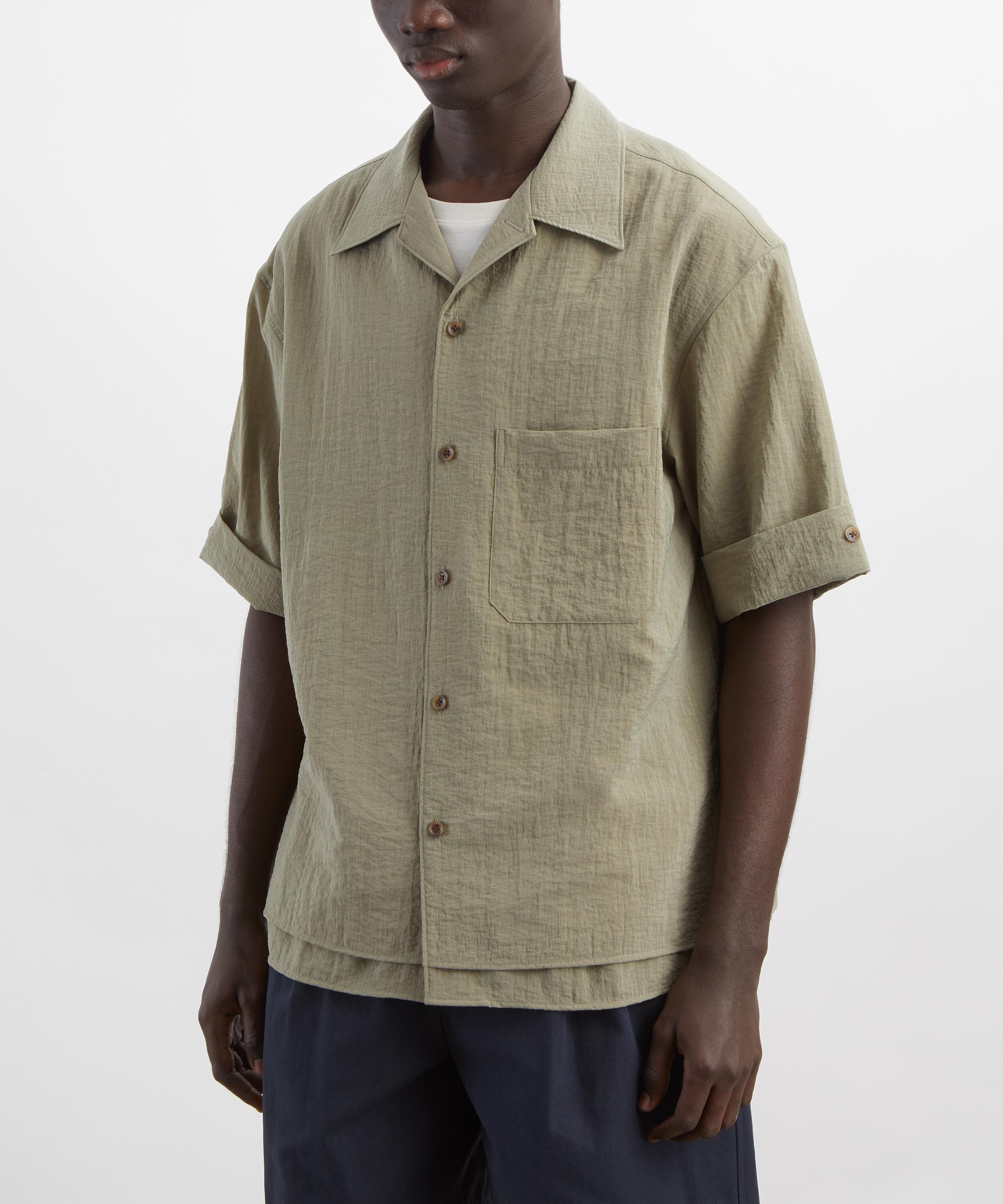 Le17septembre - Khaki Double-Layered Open Collar Shirt image number 2