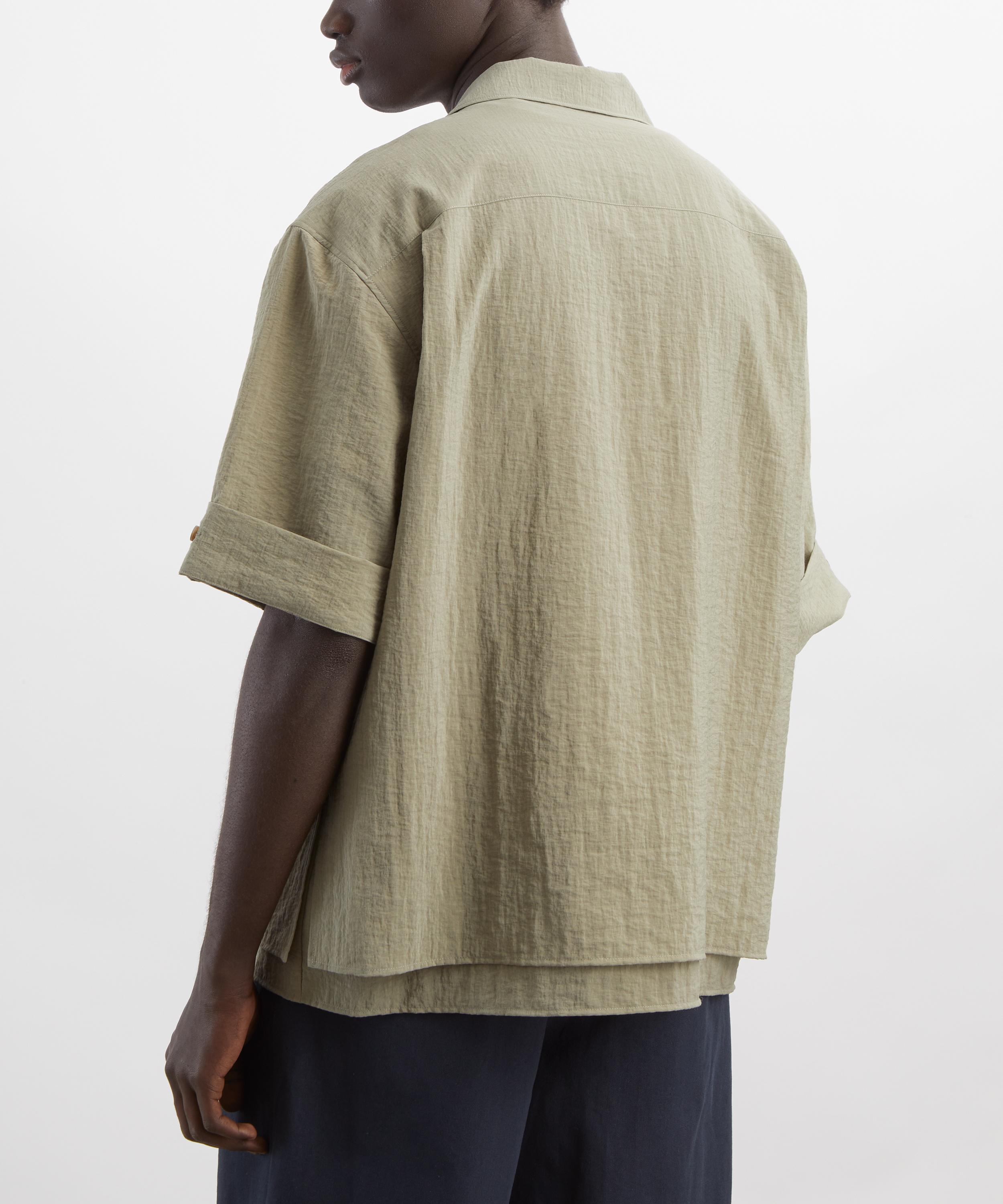 Le17septembre - Khaki Double-Layered Open Collar Shirt image number 3