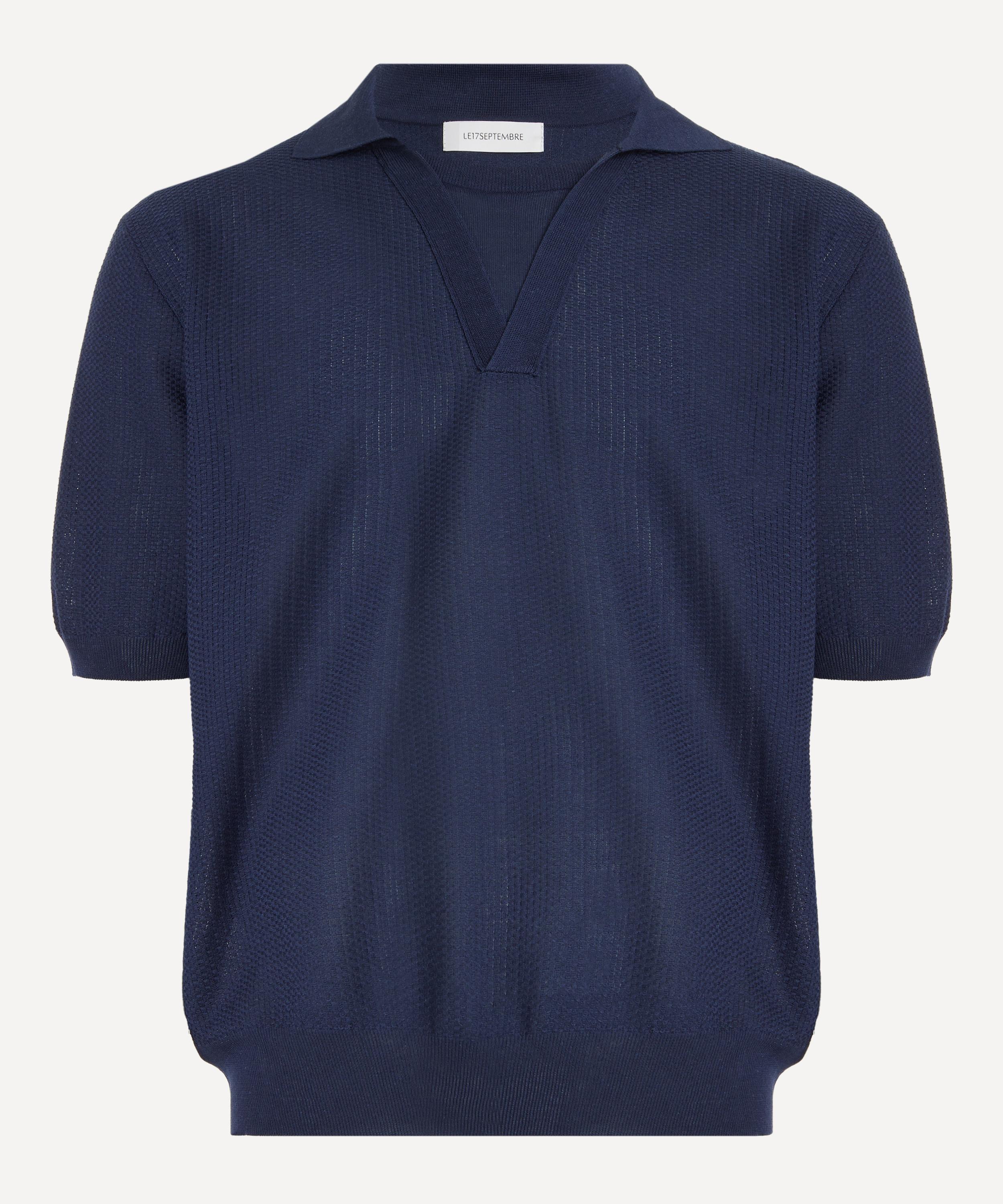 Le17septembre - Navy Layered Neck Knit Polo
