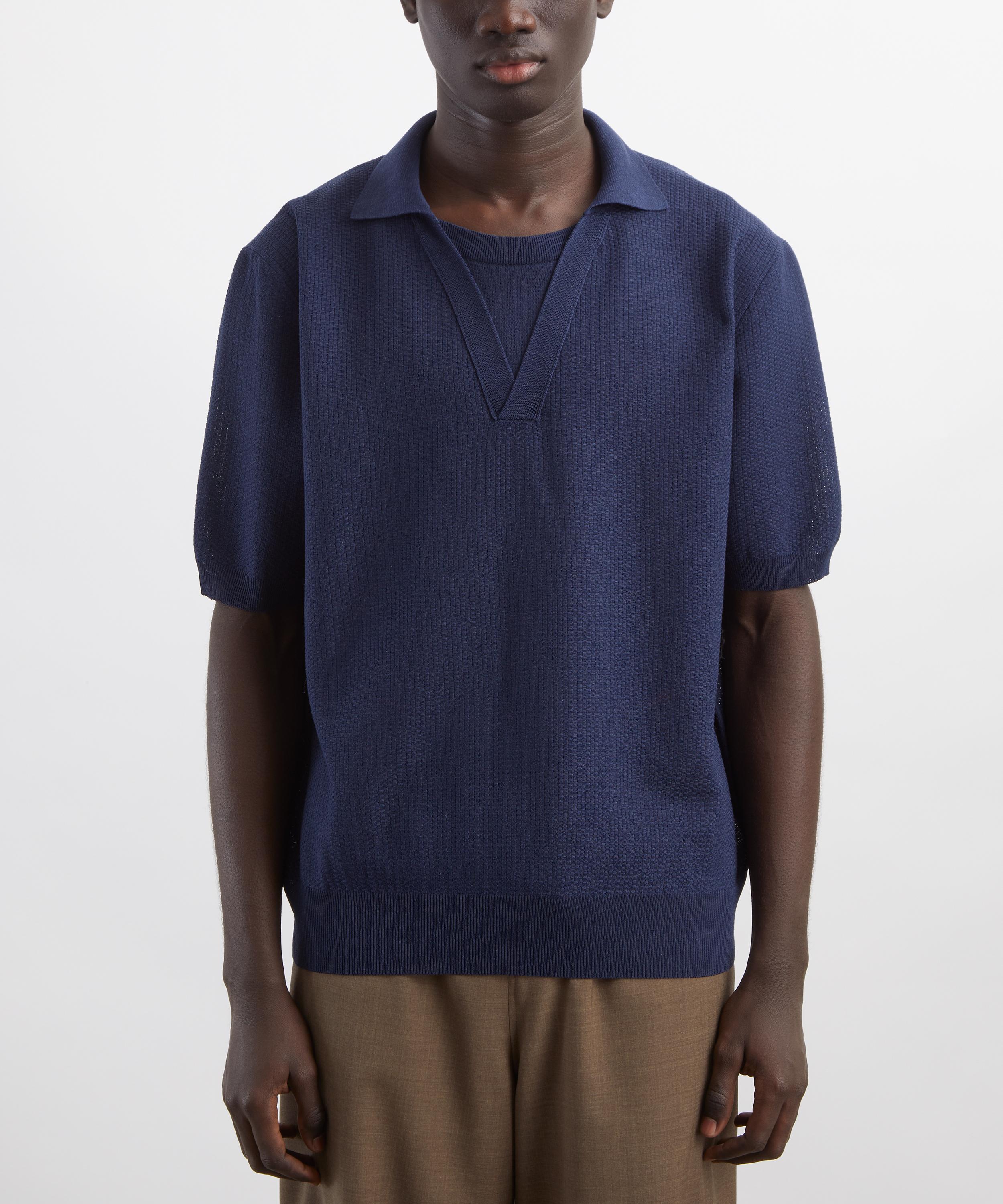 Le17septembre - Navy Layered Neck Knit Polo image number 2