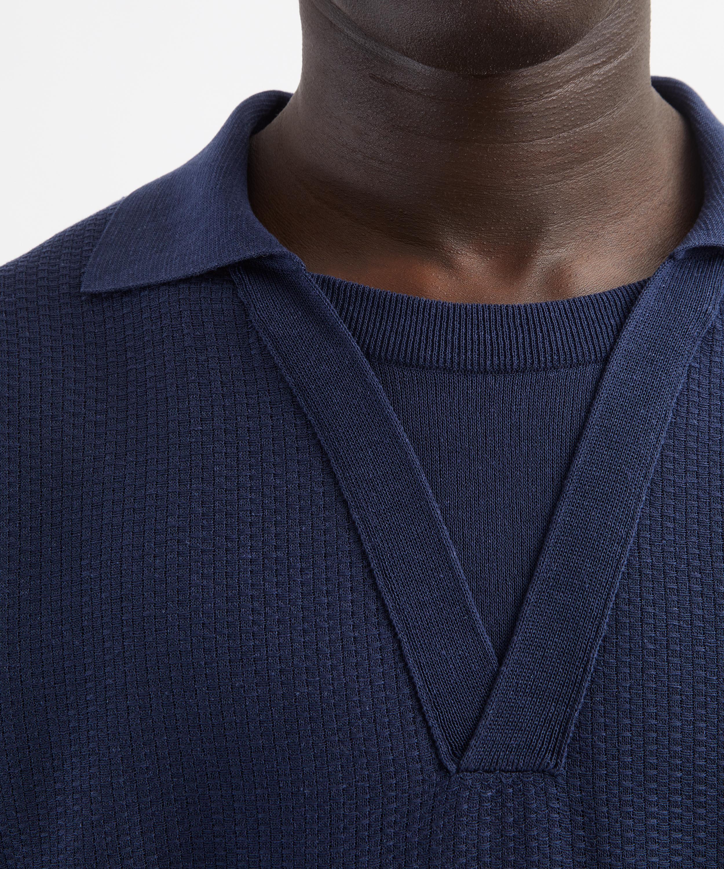 Le17septembre - Navy Layered Neck Knit Polo image number 4