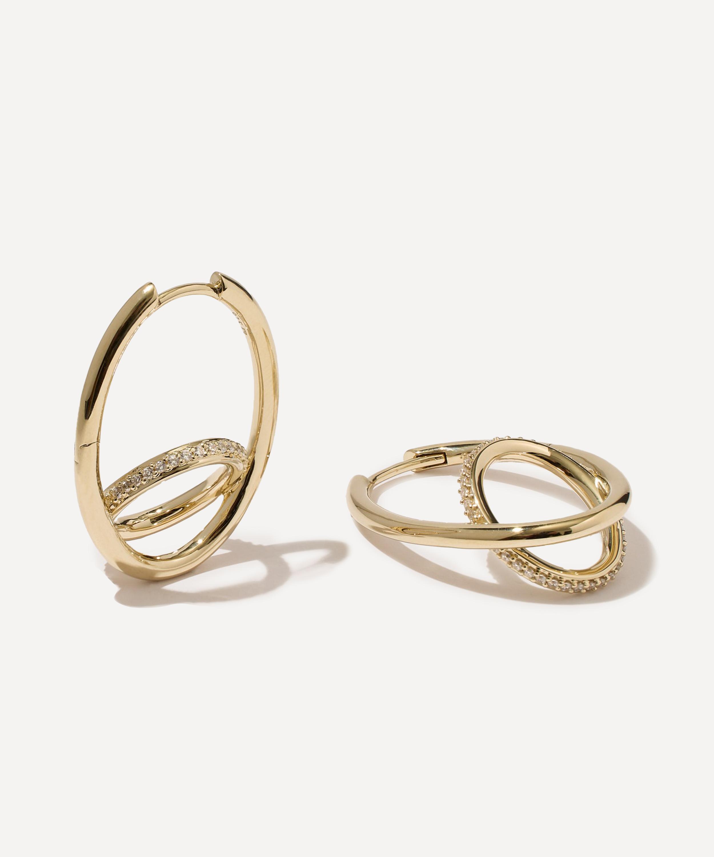 Otiumberg - 14ct Gold-Plated Vermeil Silver Pave Spiralis Hoop Earrings