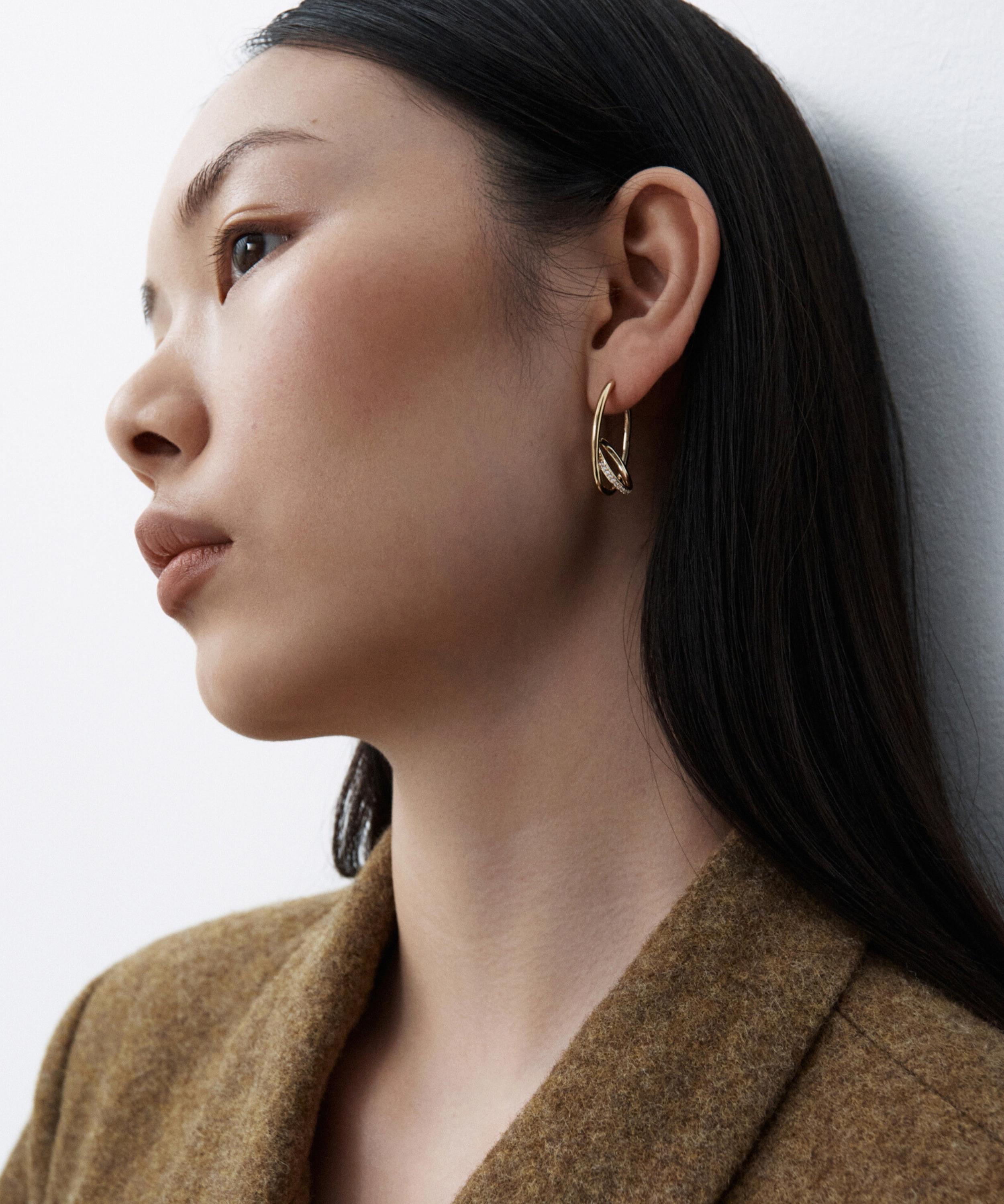 Otiumberg - 14ct Gold-Plated Vermeil Silver Pave Spiralis Hoop Earrings image number 2