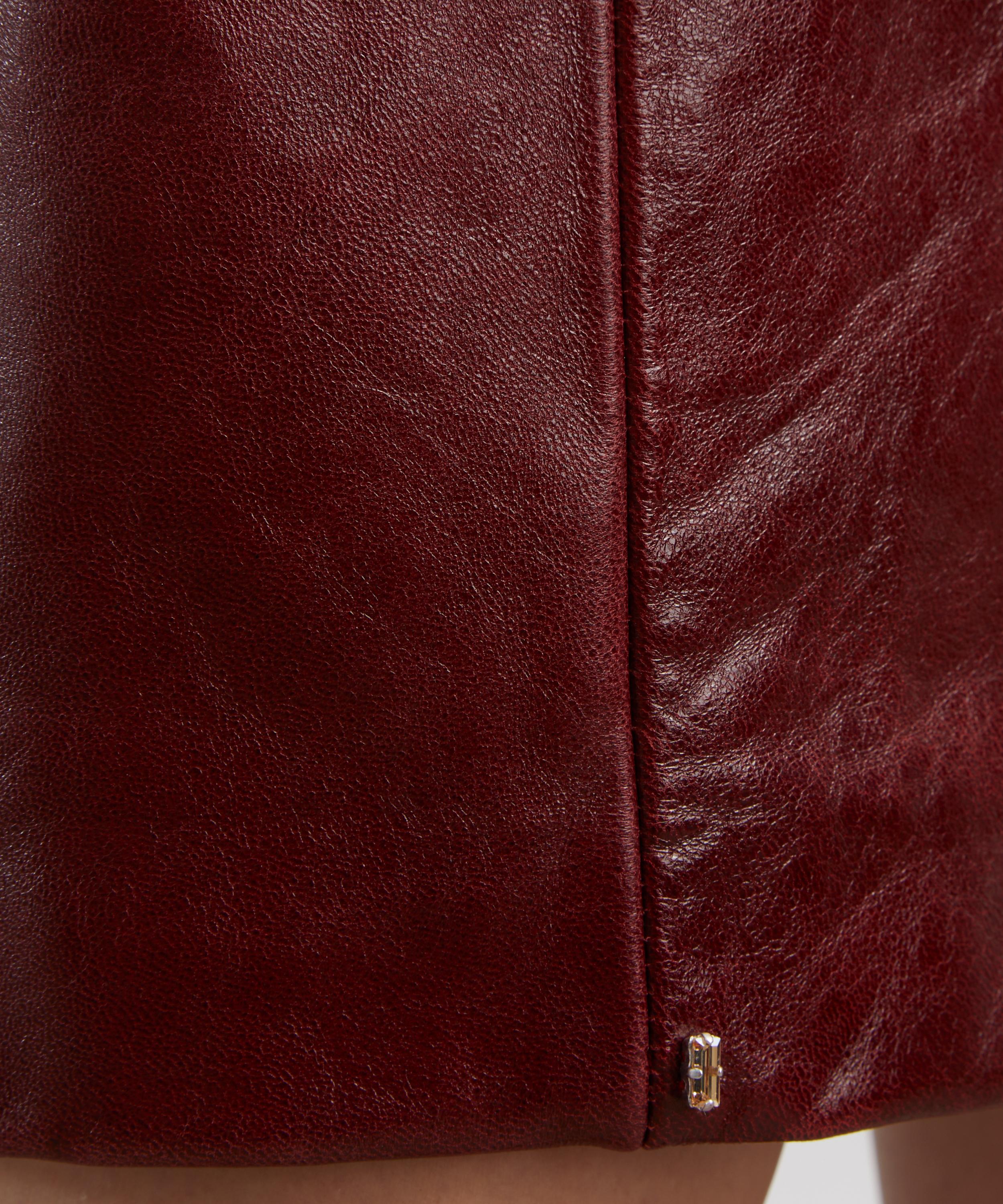 Sportmax - Comma Bordeaux Leather Midi Skirt image number 4