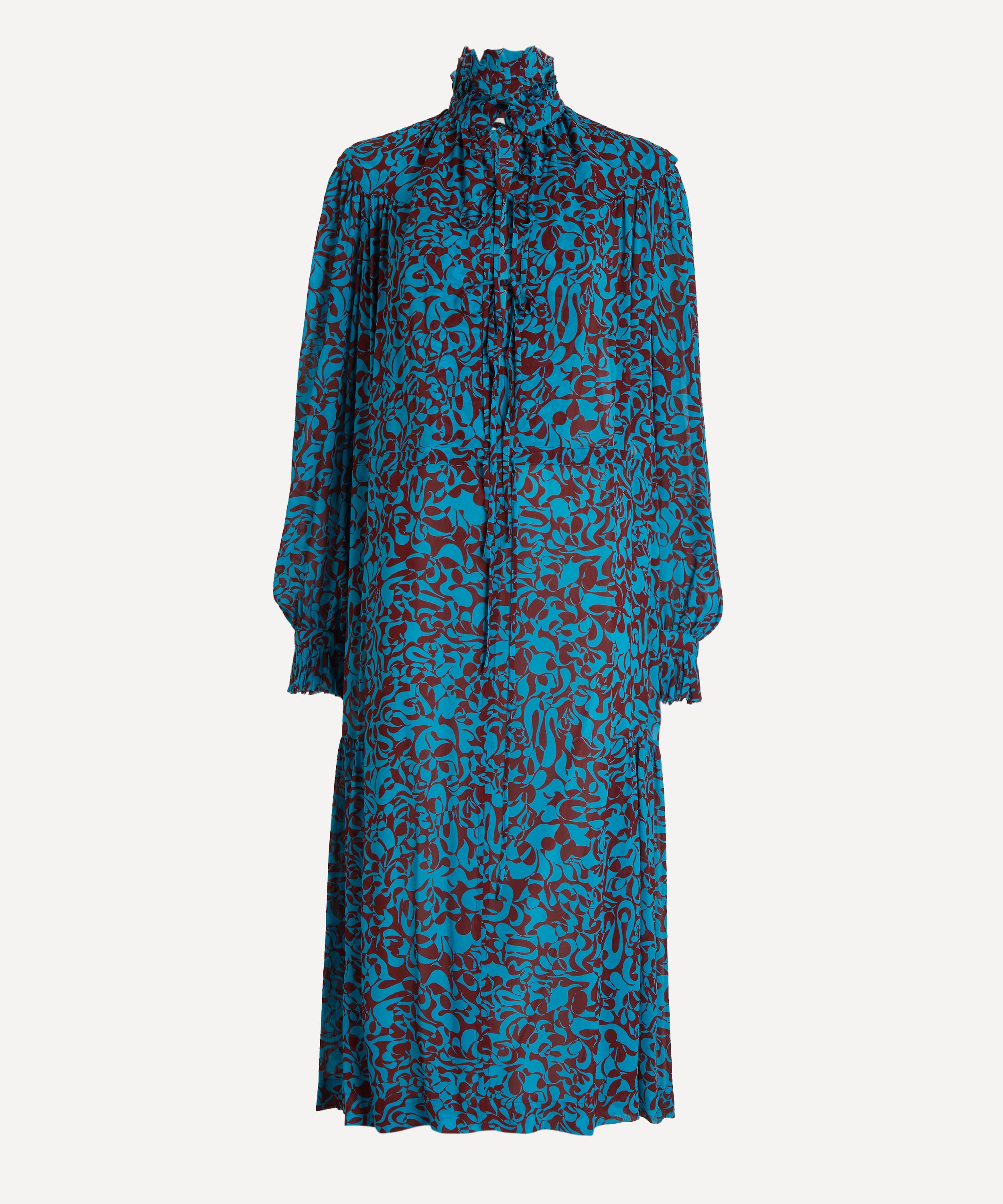 Dries Van Noten - Turquoise Printed Viscose Dress