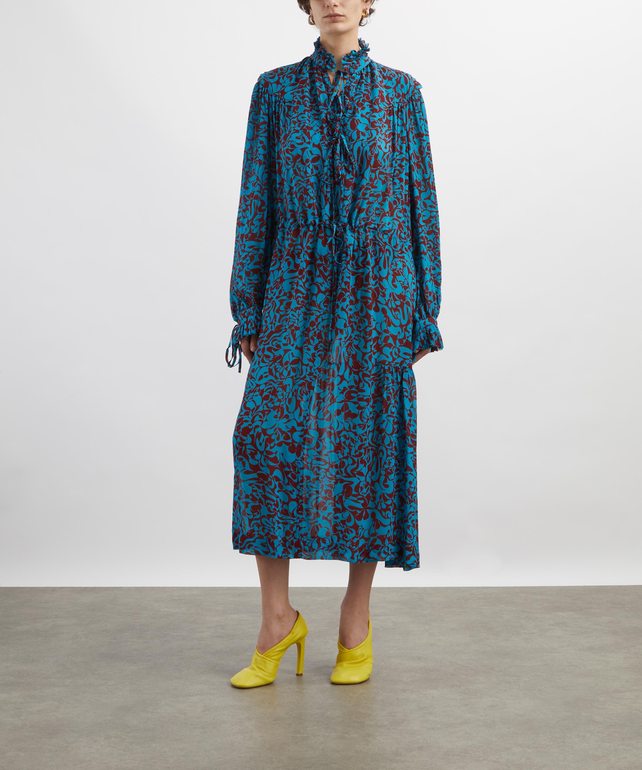 Dries Van Noten - Turquoise Printed Viscose Dress image number 2