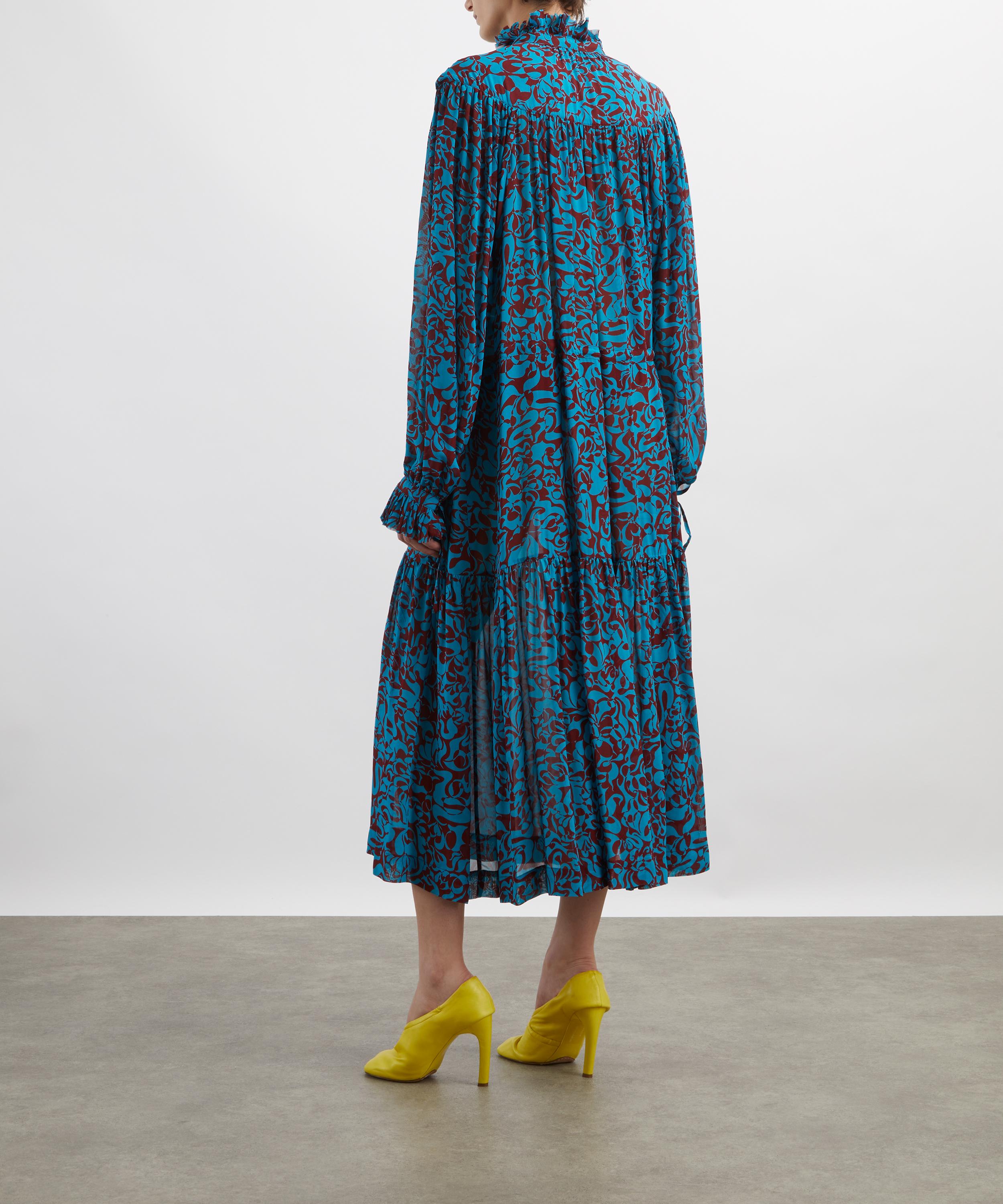 Dries Van Noten - Turquoise Printed Viscose Dress image number 3