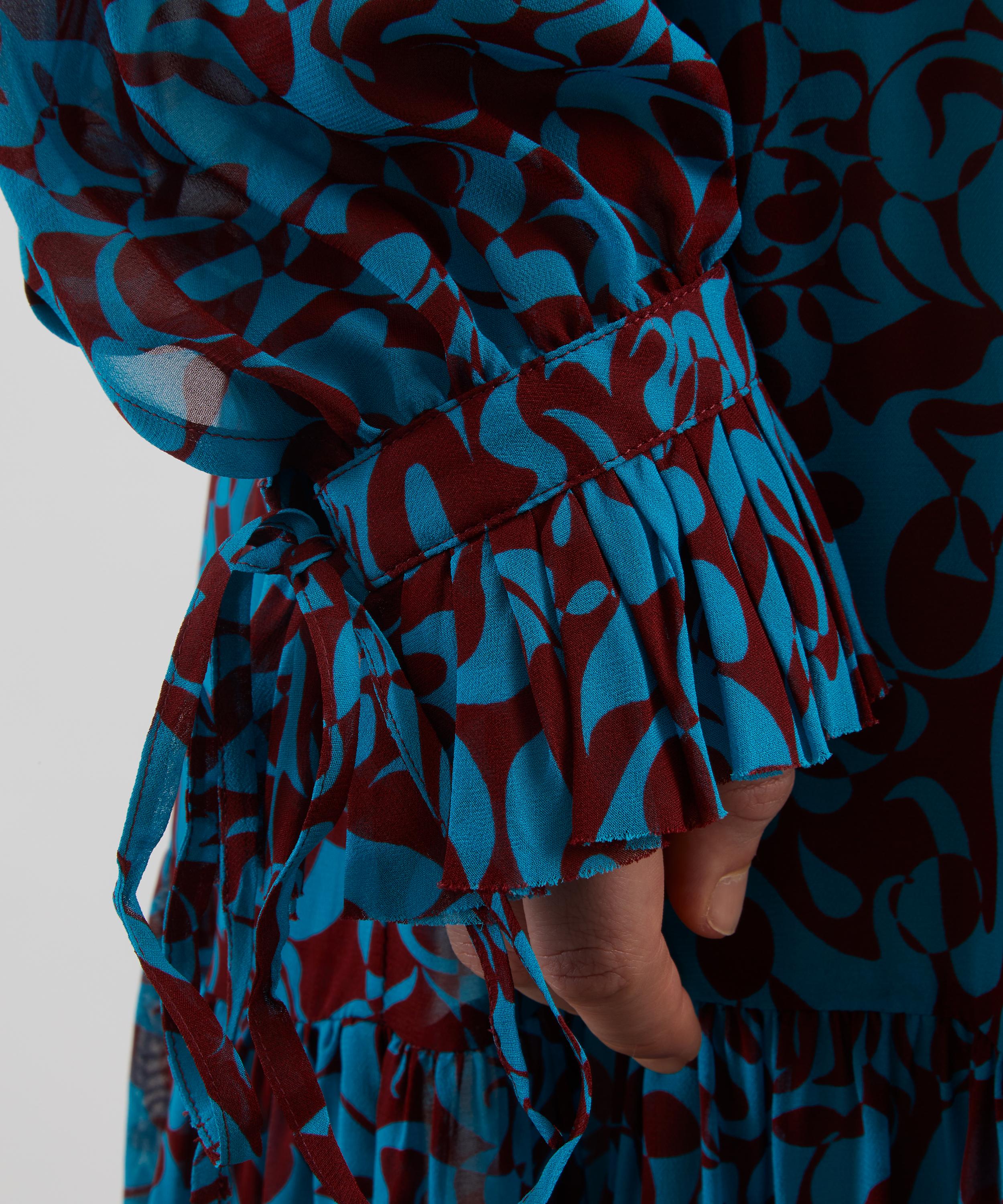Dries Van Noten - Turquoise Printed Viscose Dress image number 4