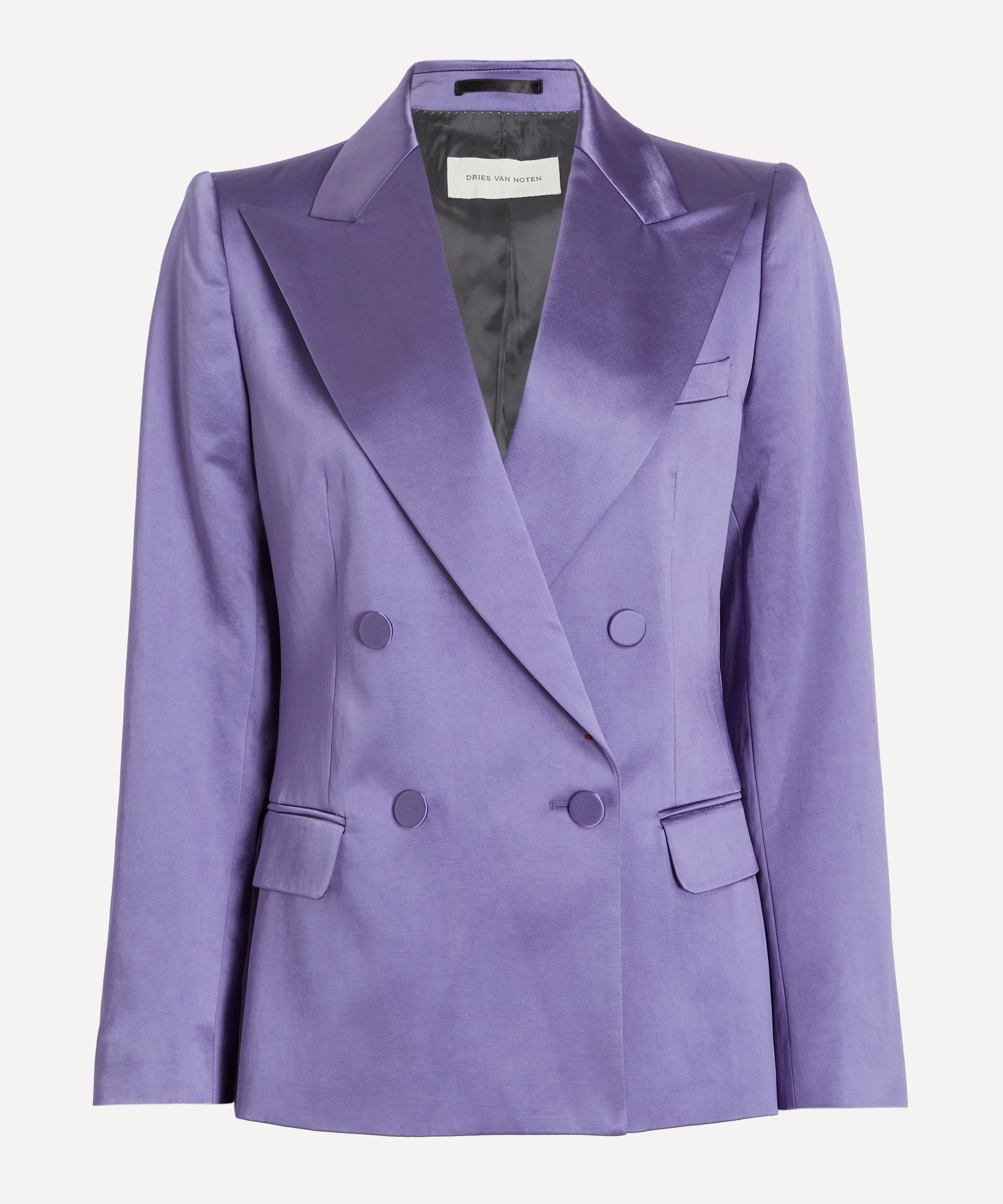 Dries Van Noten - Purple Satin Double-Breasted Blazer