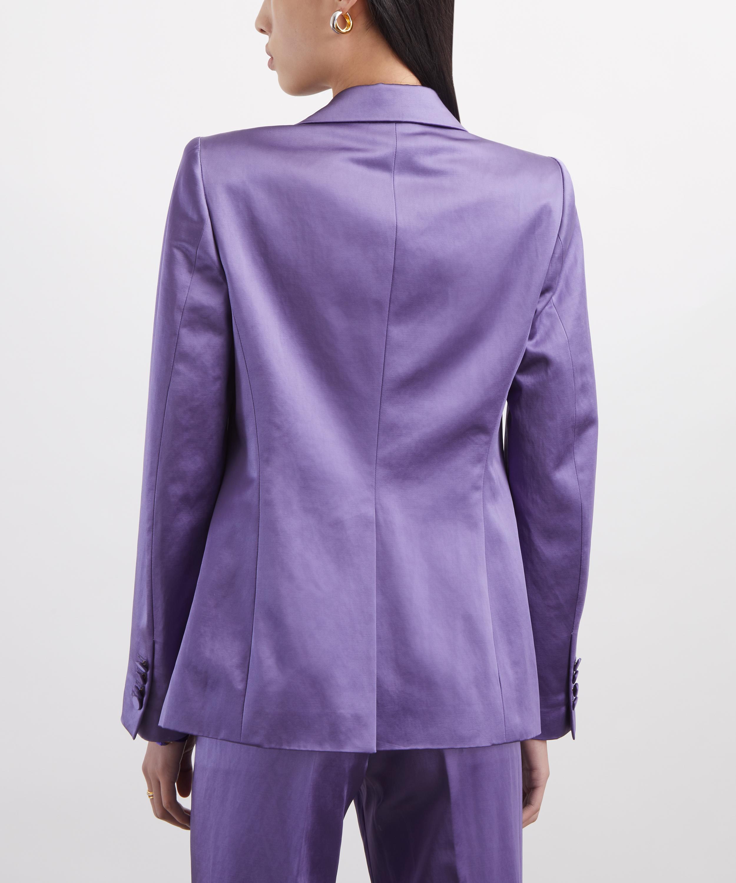 Dries Van Noten - Purple Satin Double-Breasted Blazer image number 3