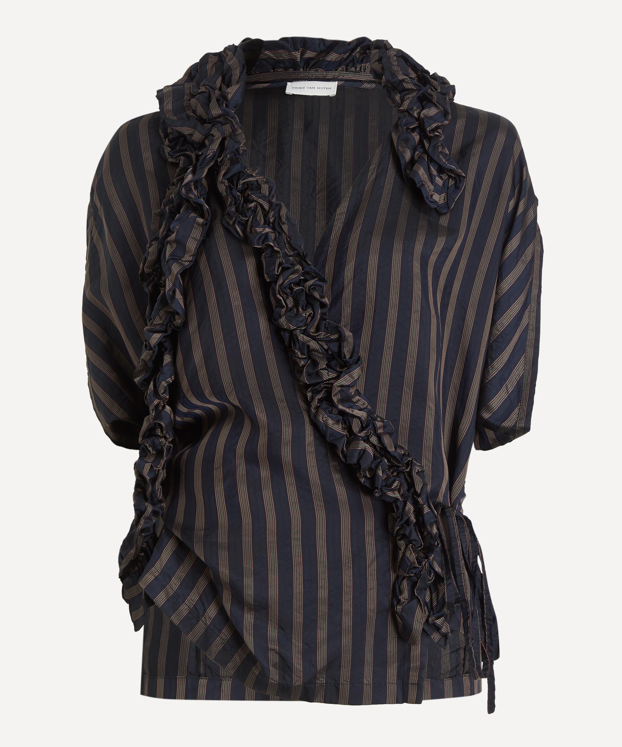 Dries Van Noten - Striped Ruffle Wrap Blouse