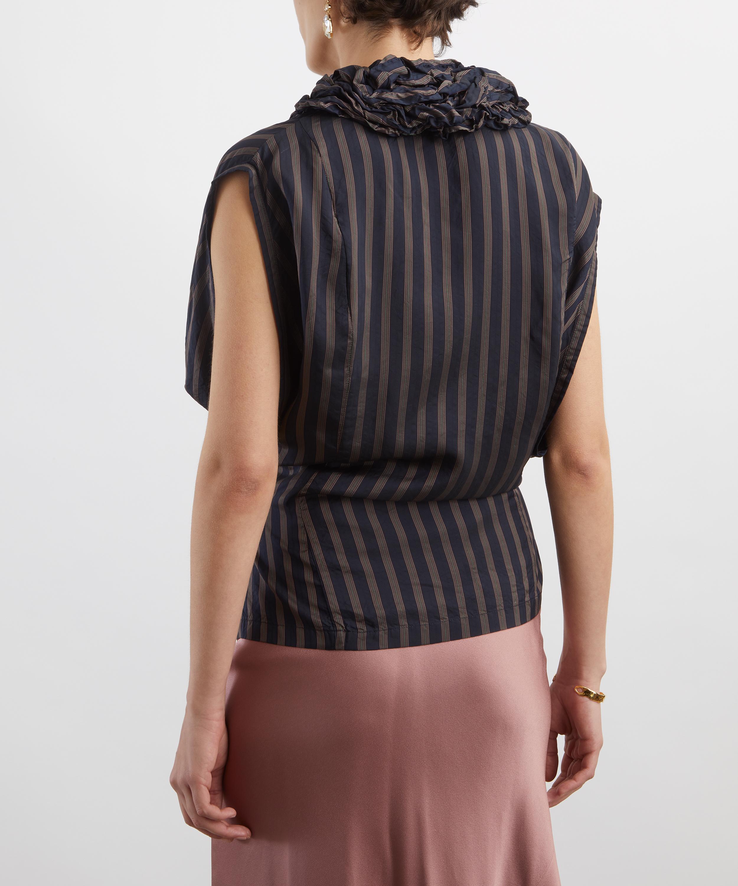 Dries Van Noten - Striped Ruffle Wrap Blouse image number 3
