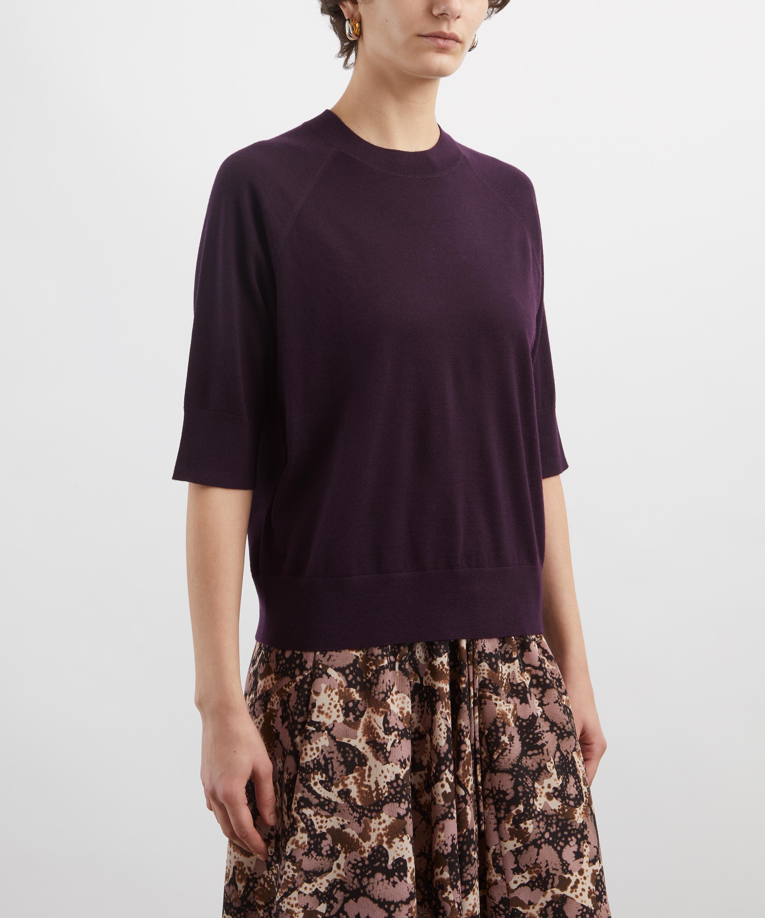 Dries Van Noten - Dark Purple Merino Wool Short-Sleeve Jumper image number 2