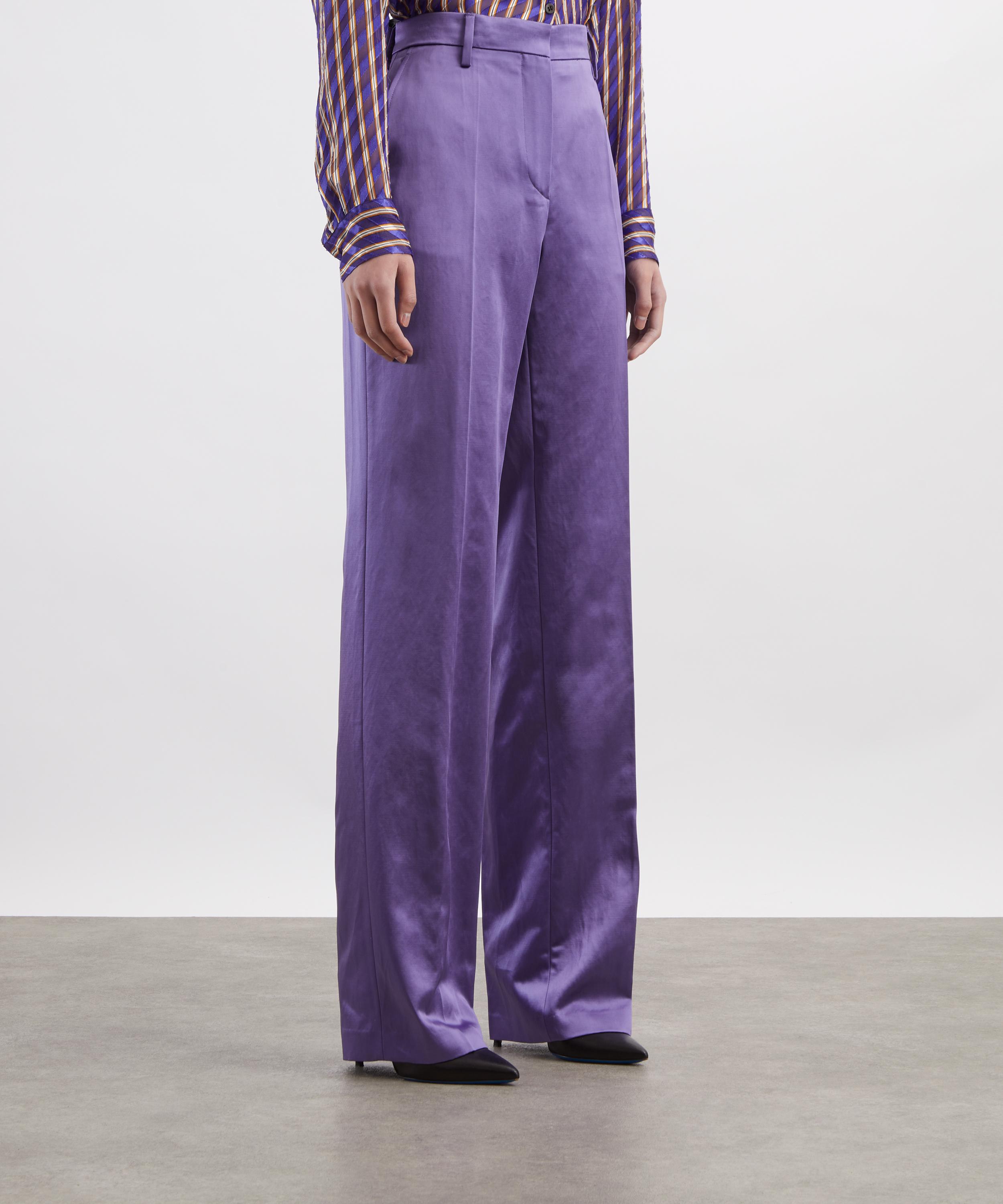Dries Van Noten - Purple Satin Straight-Leg Trousers image number 2