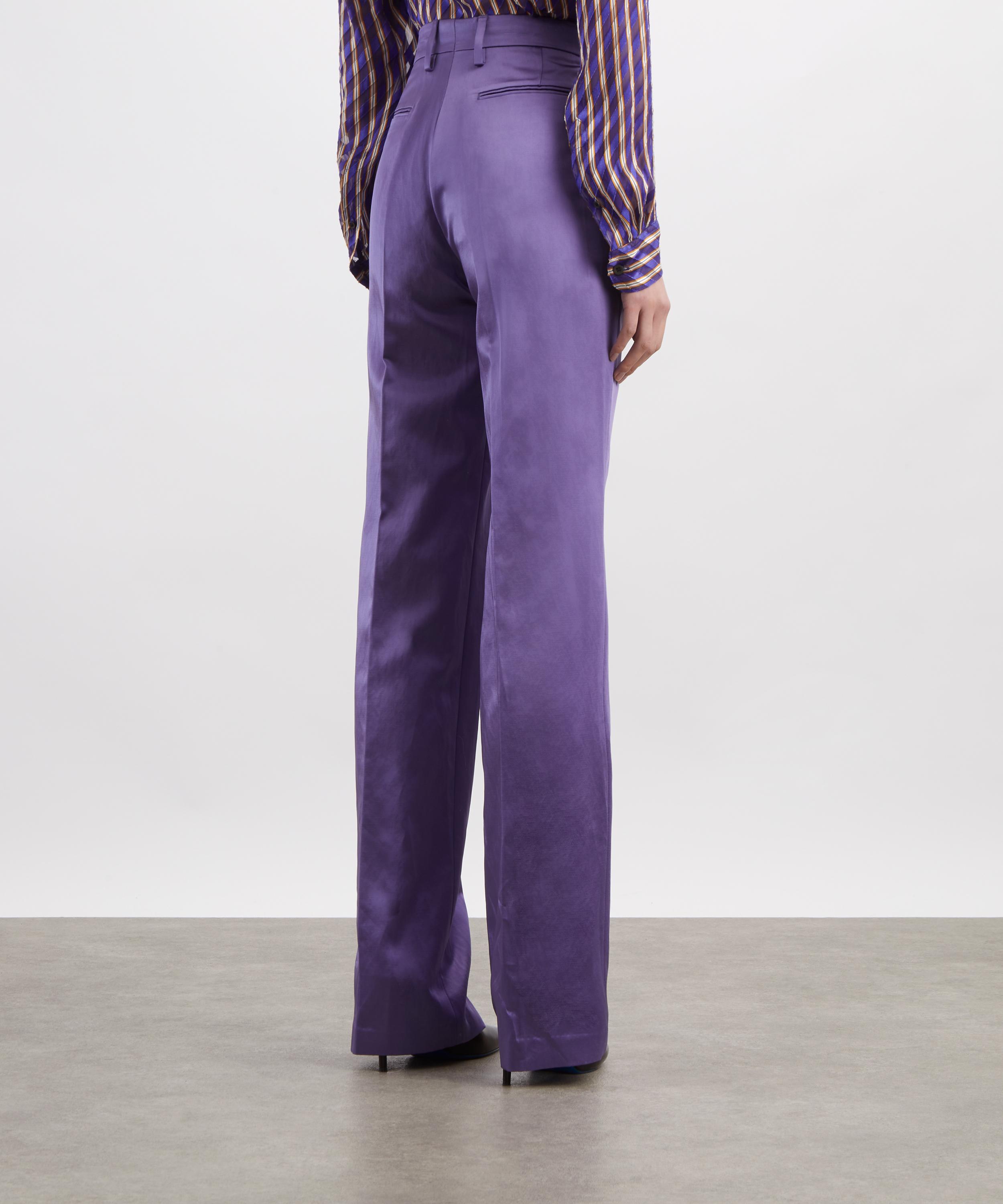Dries Van Noten - Purple Satin Straight-Leg Trousers image number 3