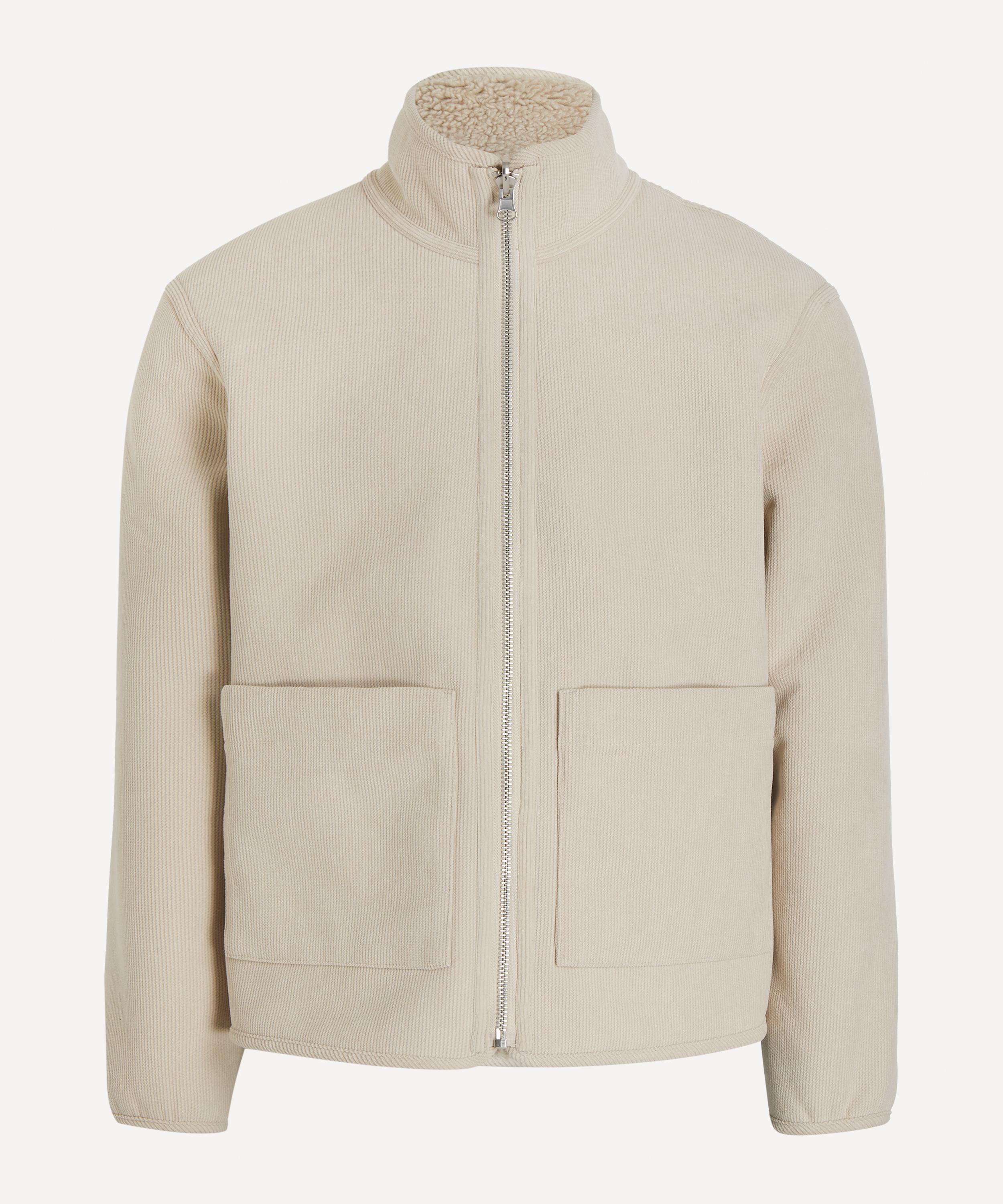 Wax London - Killick Natural Reversible Corduroy Borg Jacket
