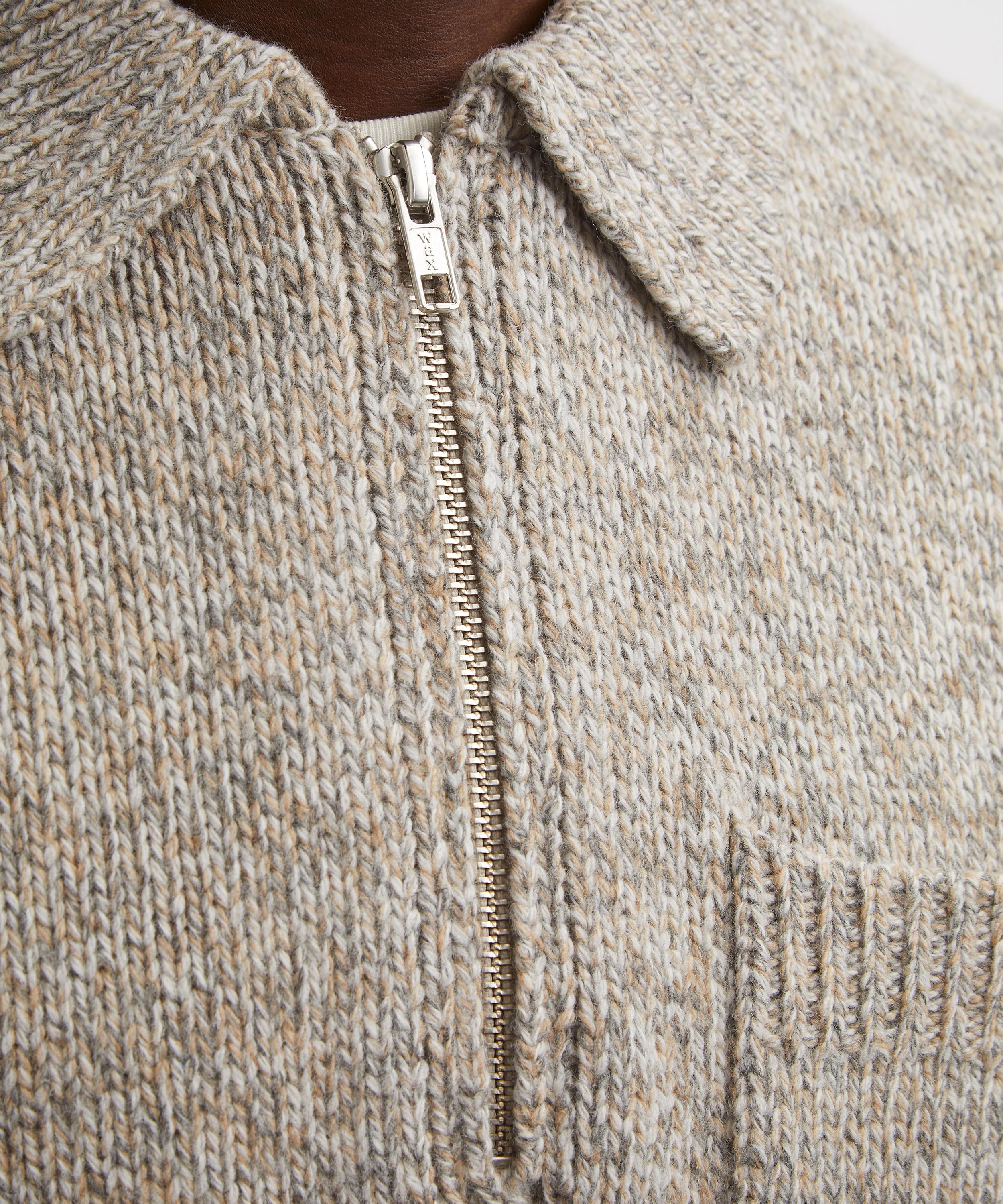 Wax London - Alpha Grey Fleck-Wool Zip Polo image number 4