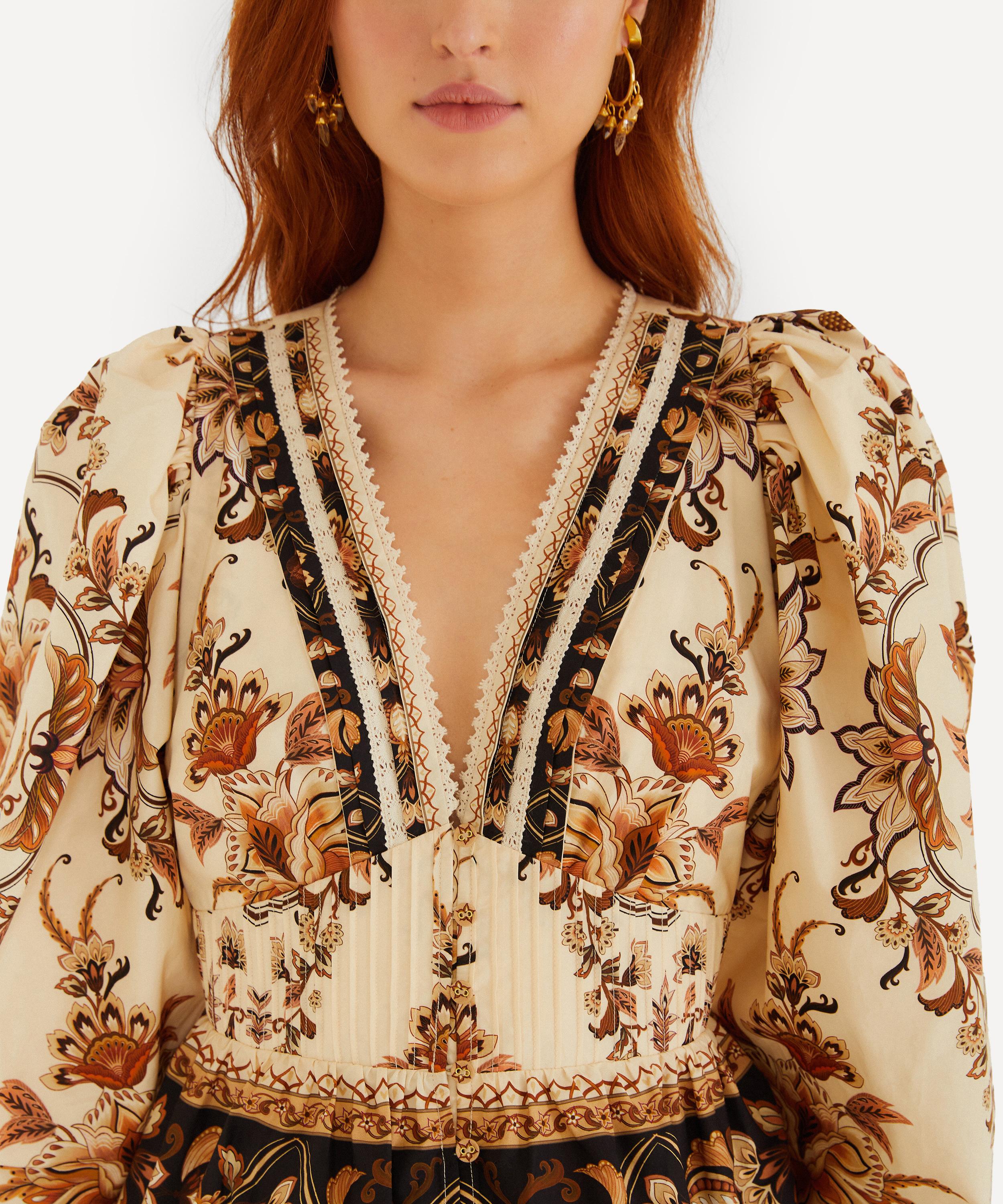 FARM Rio - Majestic Garden Sand Lace Puff-Sleeve Blouse image number 2