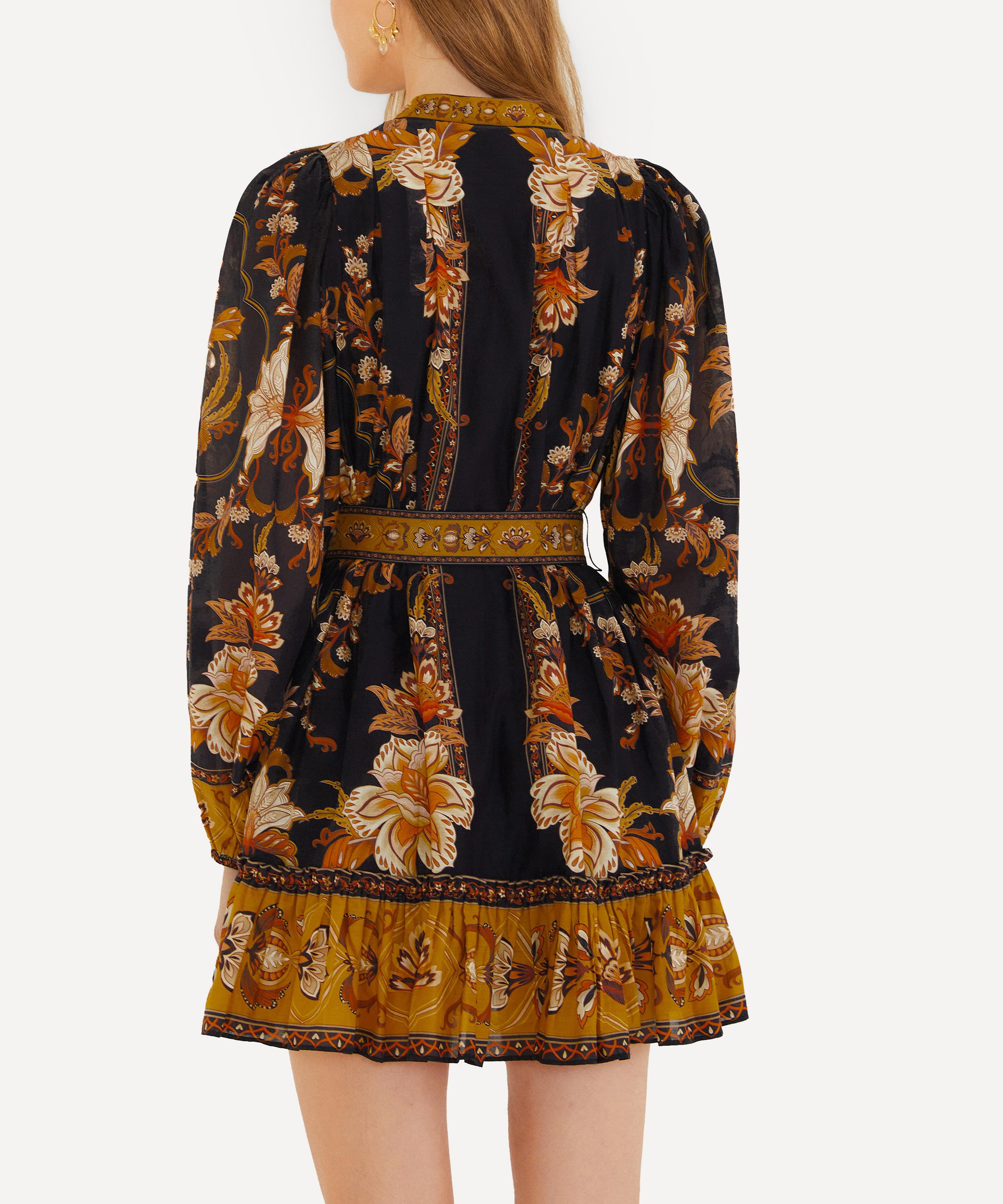 FARM Rio - Black Majestic Garden Beaded Buckle Mini Dress image number 1