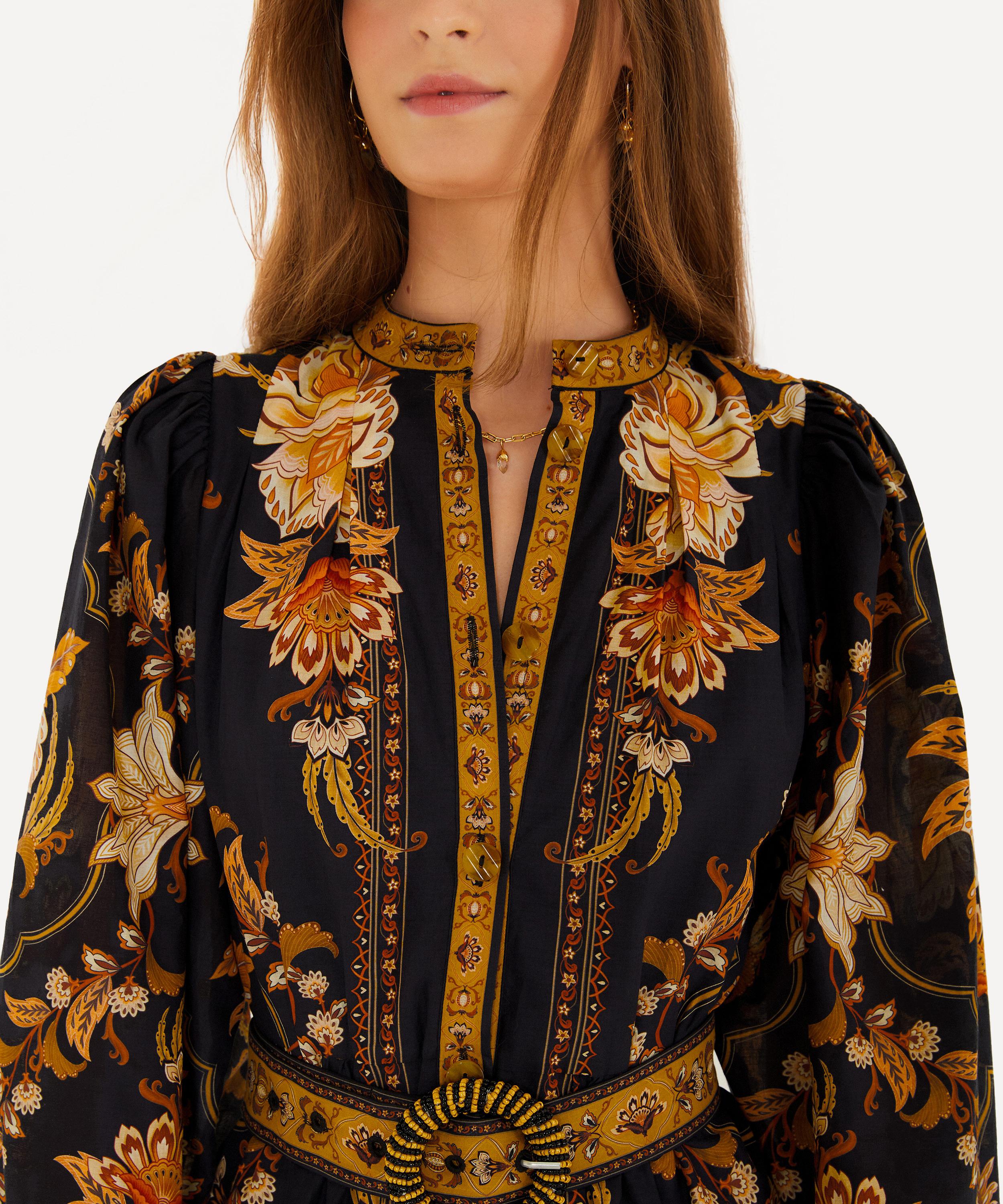 FARM Rio - Black Majestic Garden Beaded Buckle Mini Dress image number 2