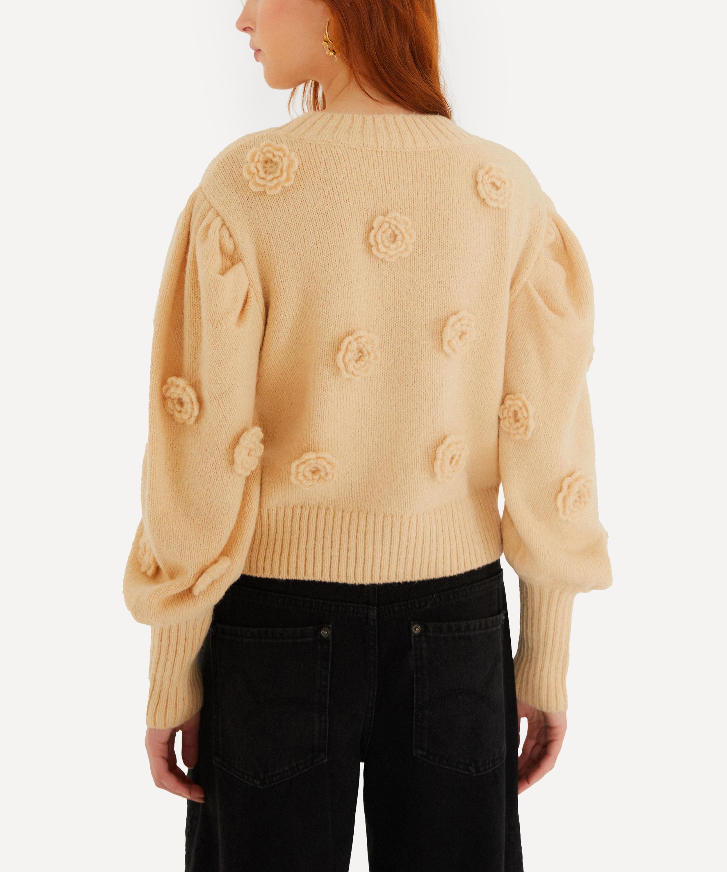 FARM Rio - Sand Crochet Flower Knit Jumper image number 1