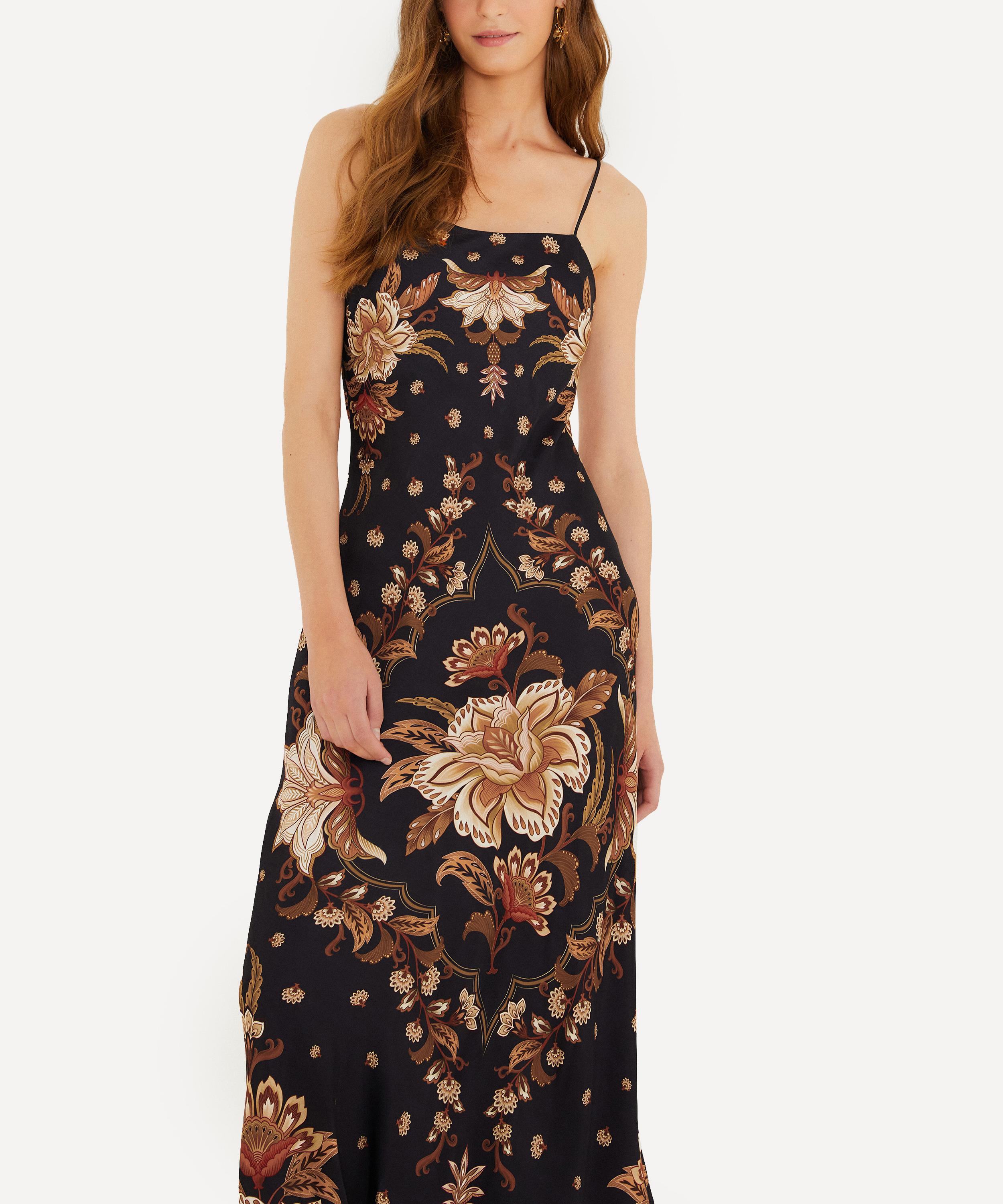 FARM Rio - Black Majestic Garden Slip Maxi Dress