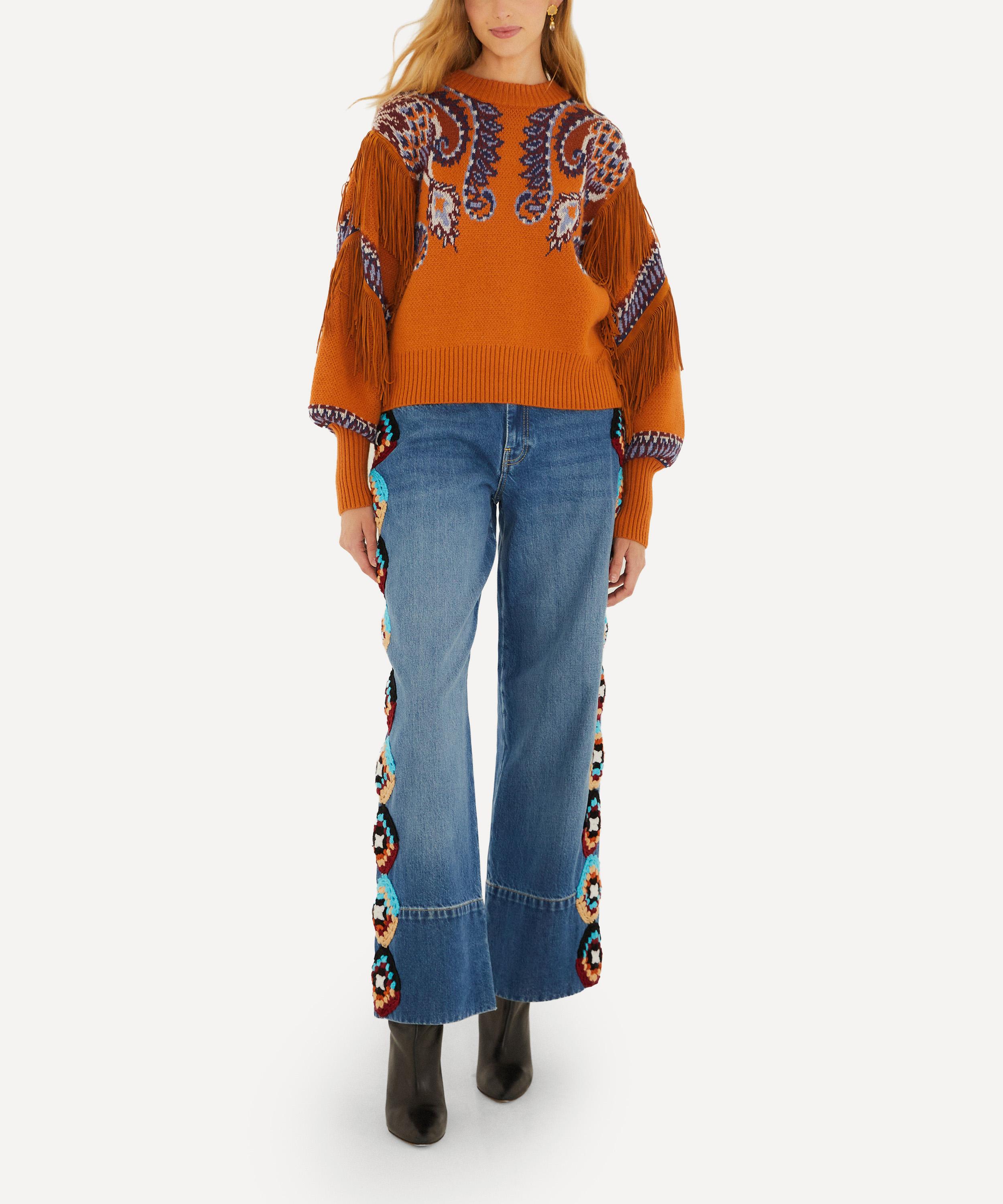 FARM Rio - Arabesque Scarf Fringe Knit Jumper
